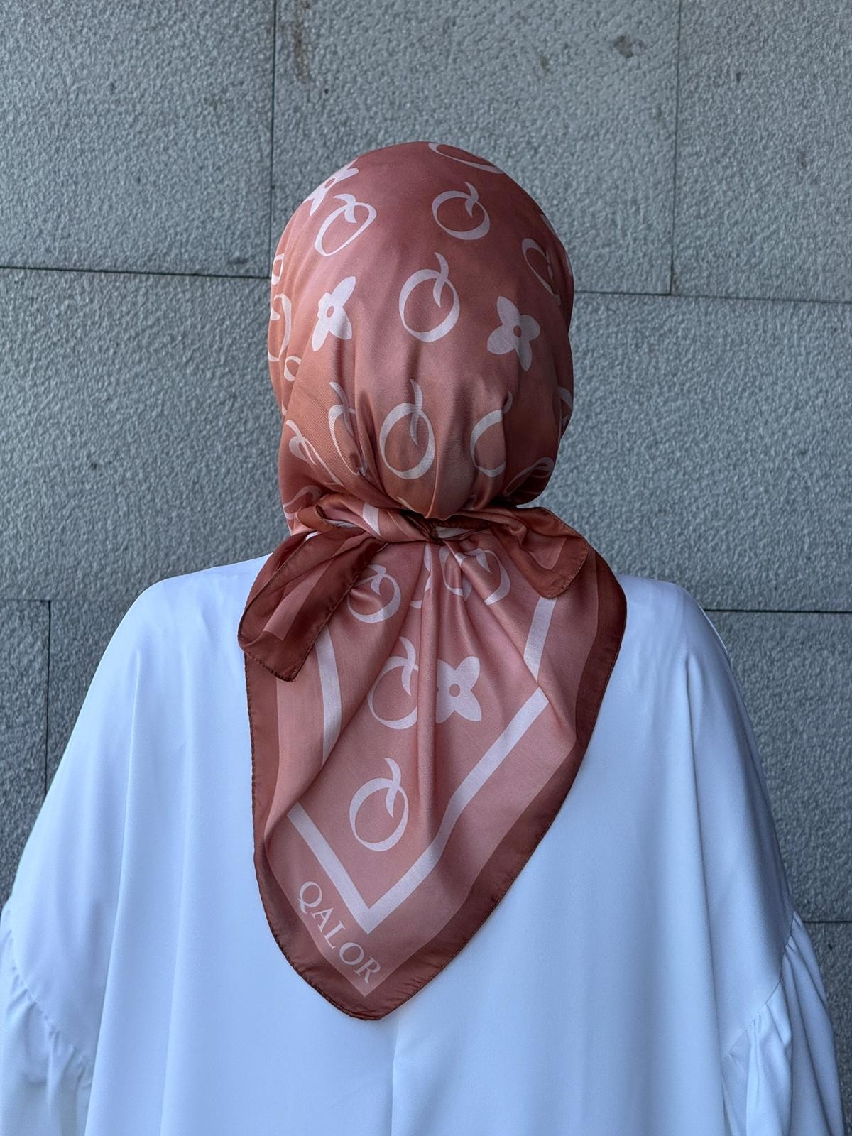 Pamuklu Soft Q Desen Eşarp-Somon