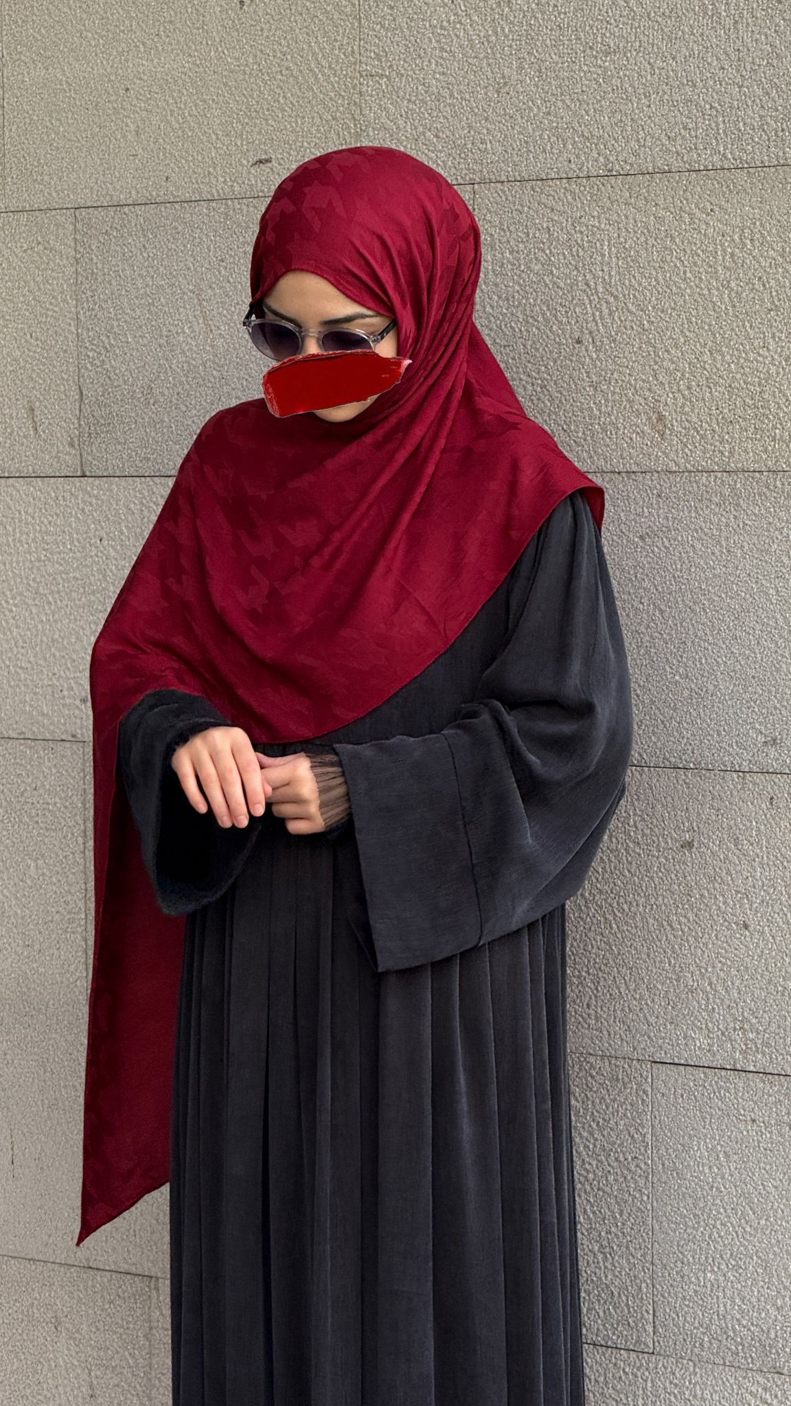 Pamuklu kazayağı jakar şal-Bordo