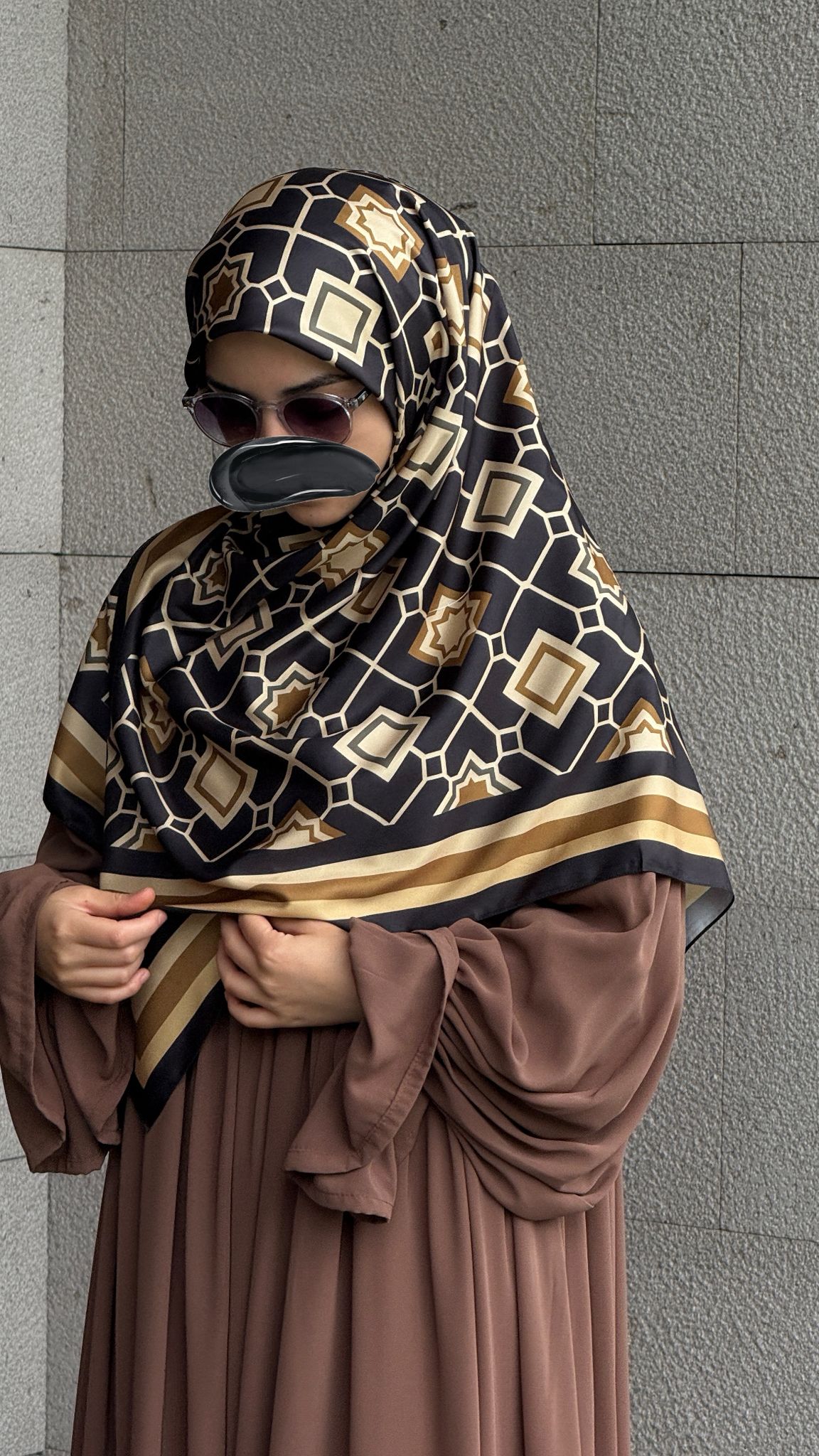 İpeksi Twil Monogram Eşarp-Gold