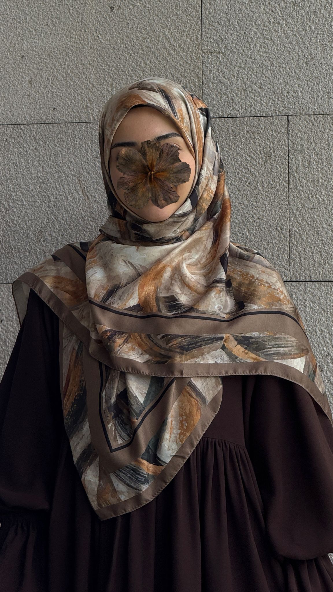 Pamuklu Soft Fırça Desen Eşarp-Küf Yeşil