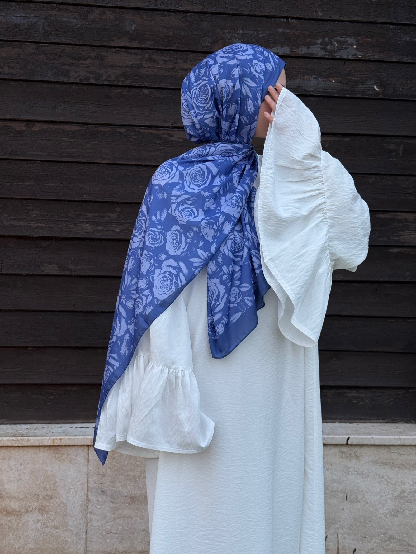 Pamuklu Soft Roza Desen Şal-Lila