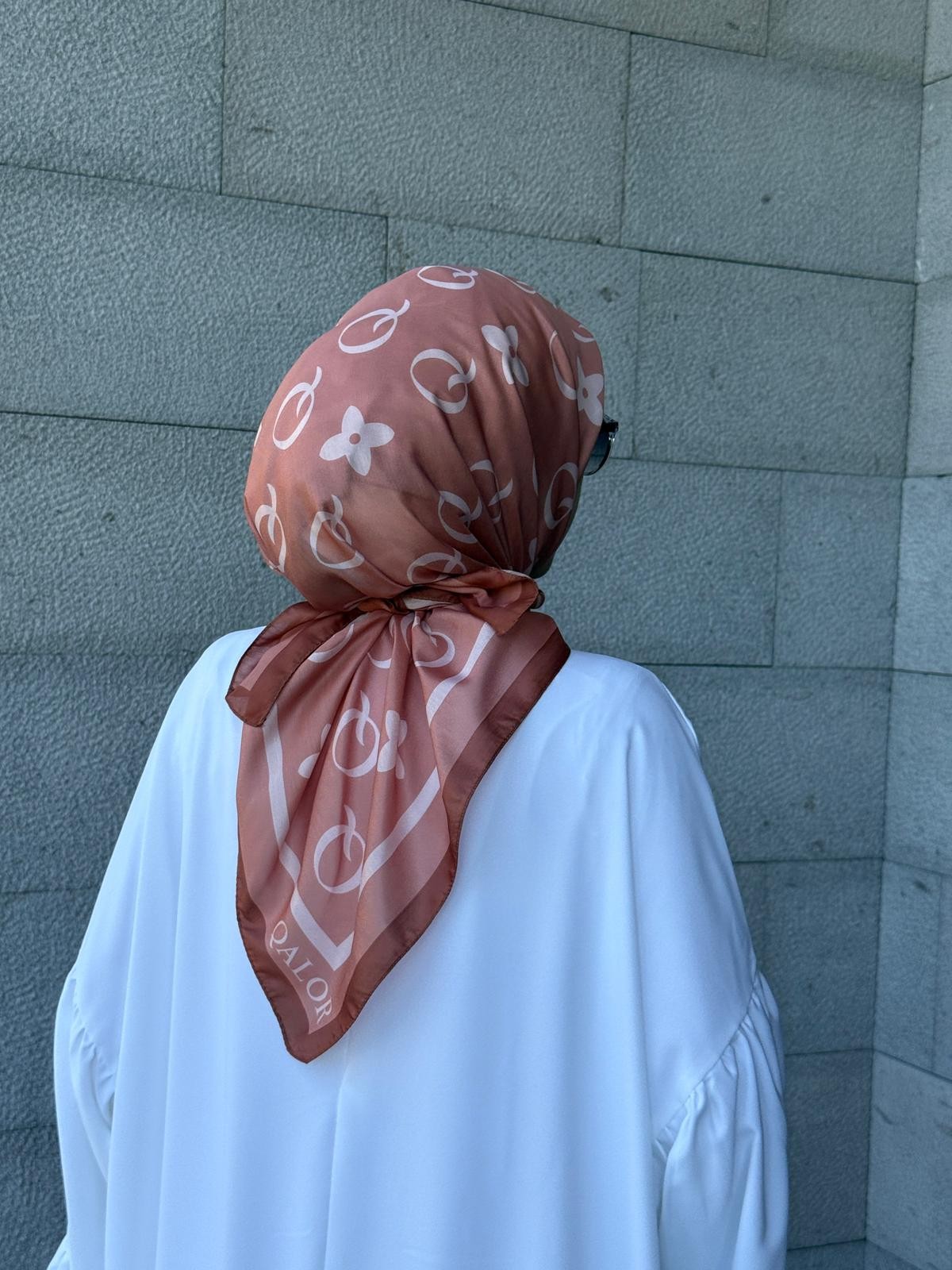 Pamuklu Soft Q Desen Eşarp-Somon