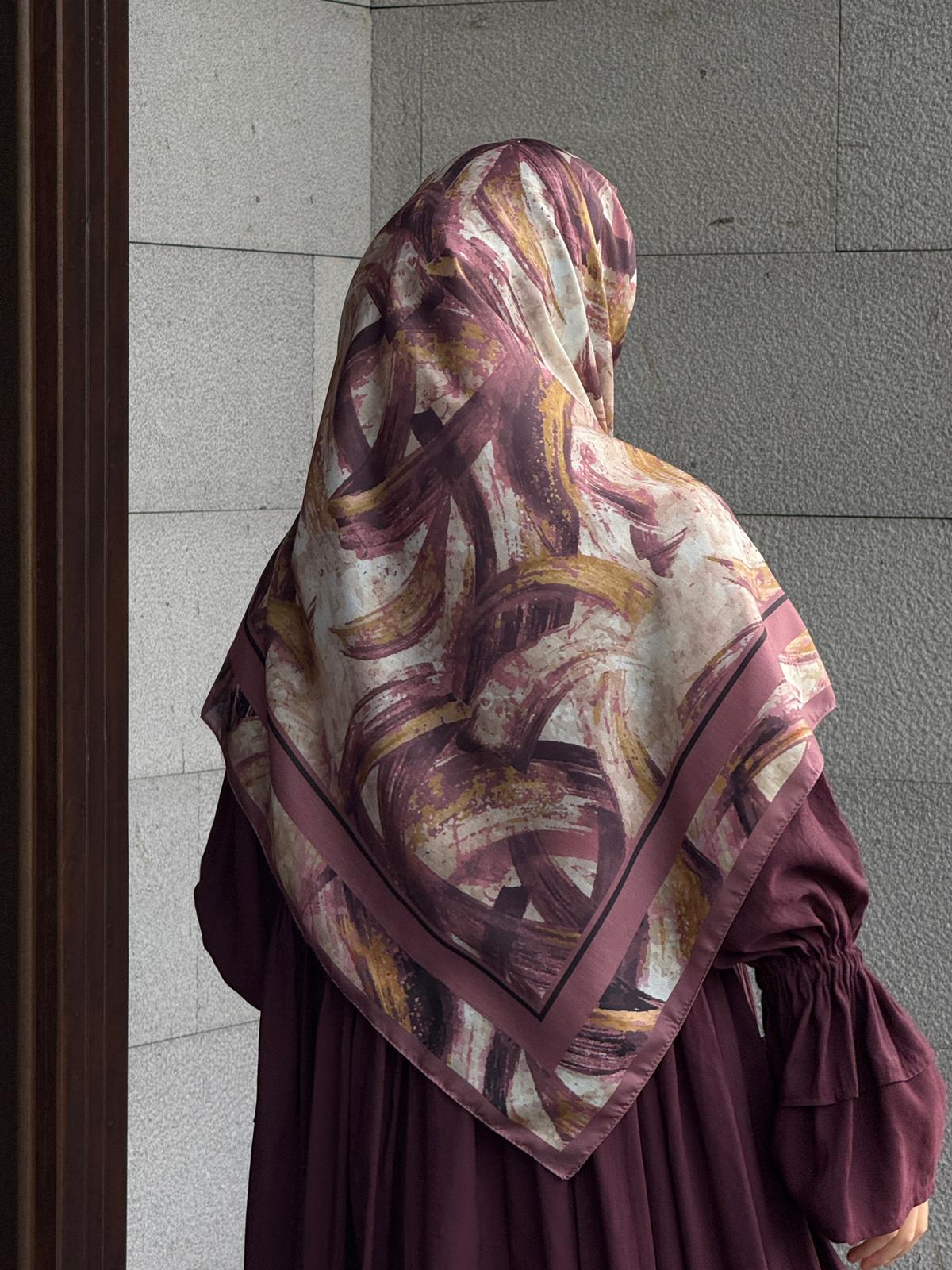 Pamuklu Soft Fırça Desen Eşarp-Gül Kurusu