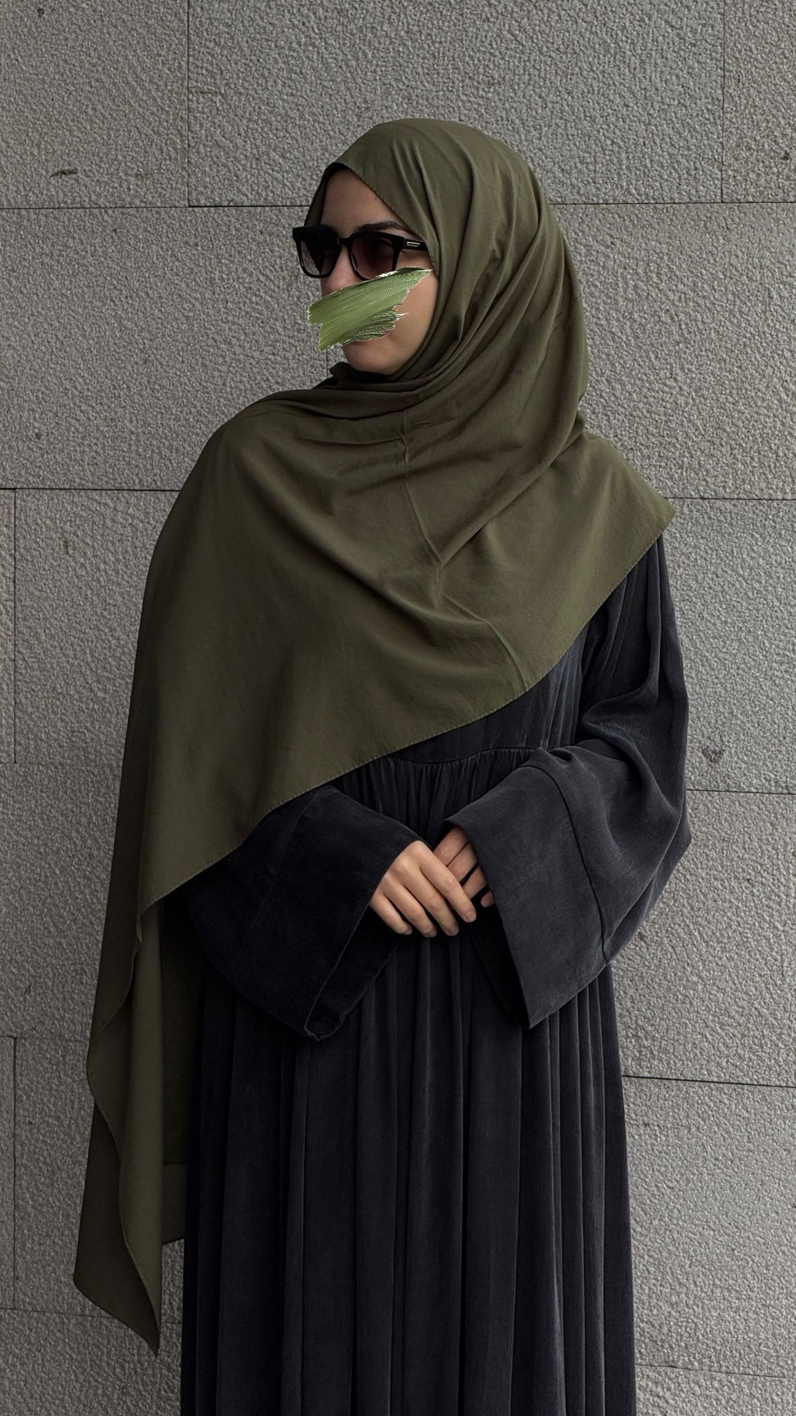 Pamuklu Soft Kraş Şal - Haki