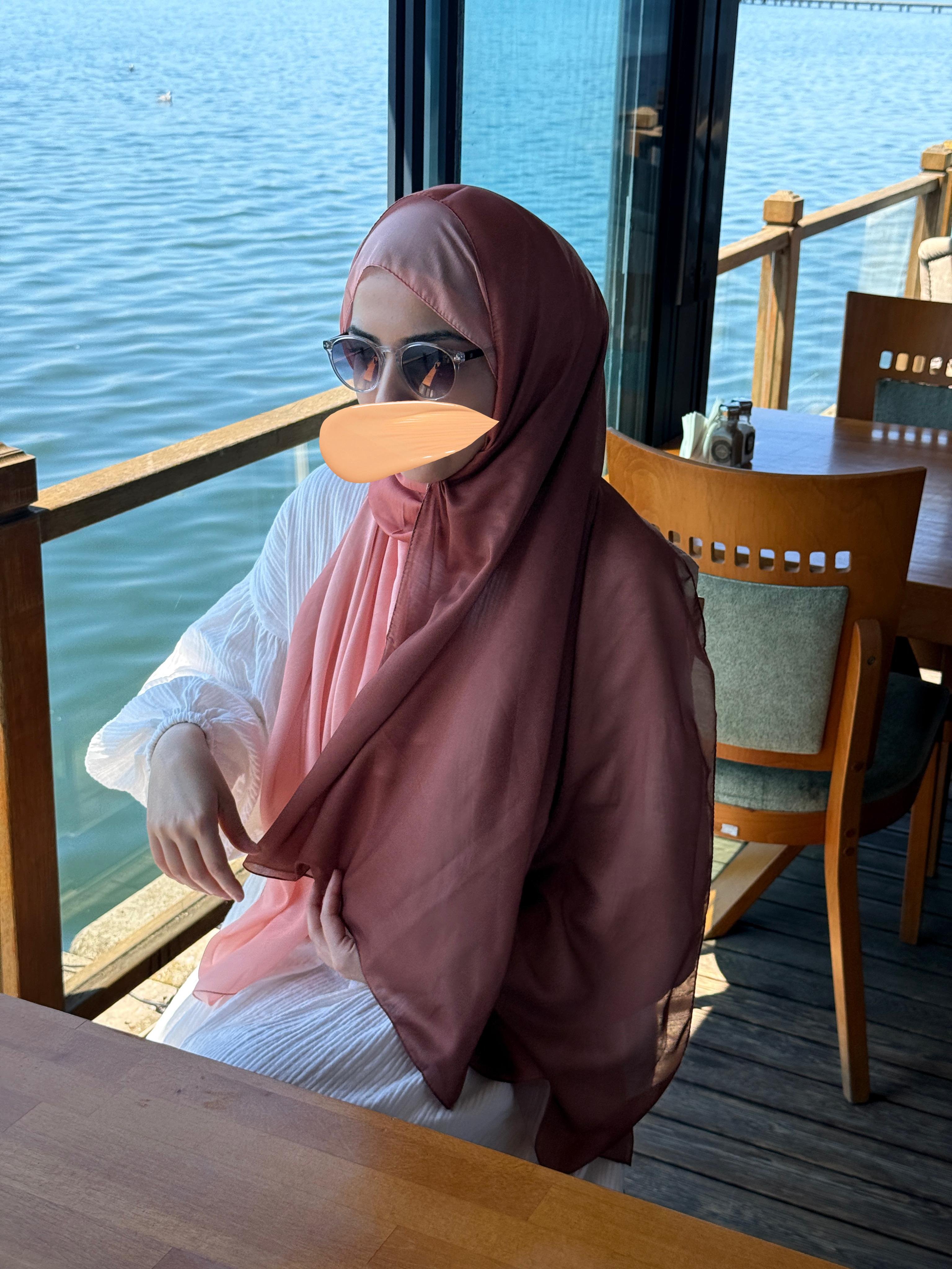 Pamuklu Dubai Degrade Şal-Kahve/Somon