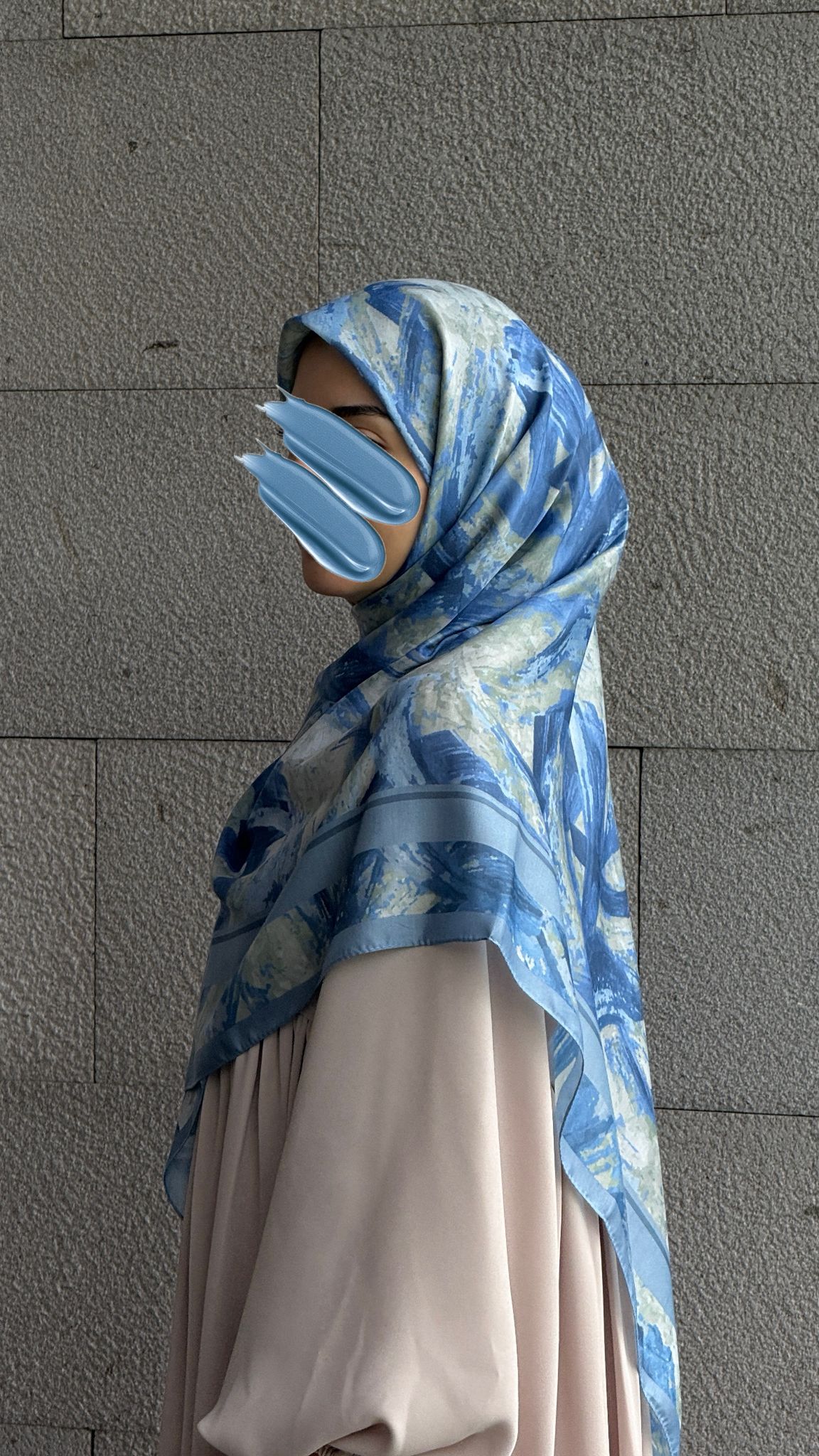 Pamuklu Soft Fırça Desen Eşarp-Turkuaz