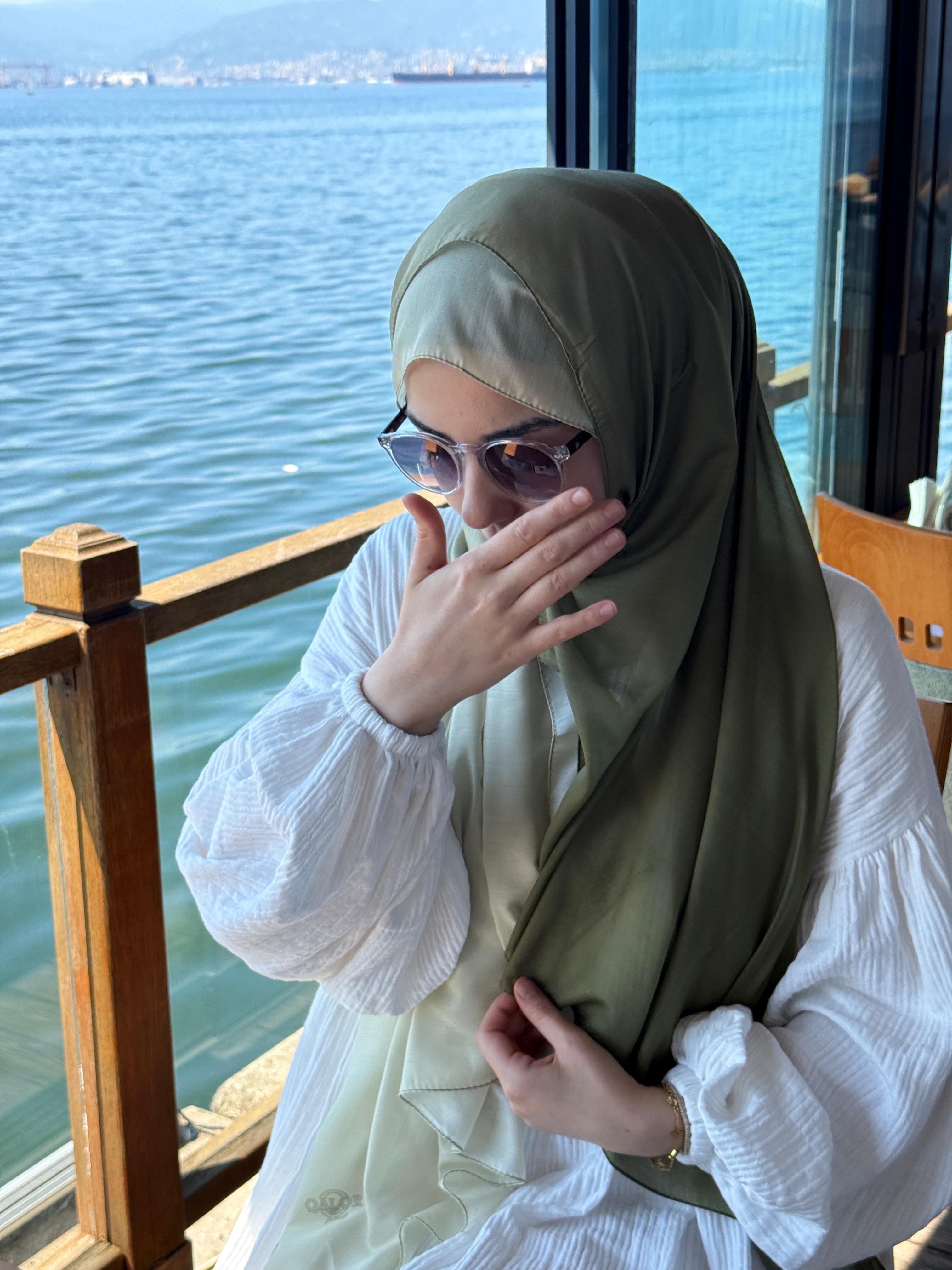 Pamuklu Dubai Degrade Şal-Haki