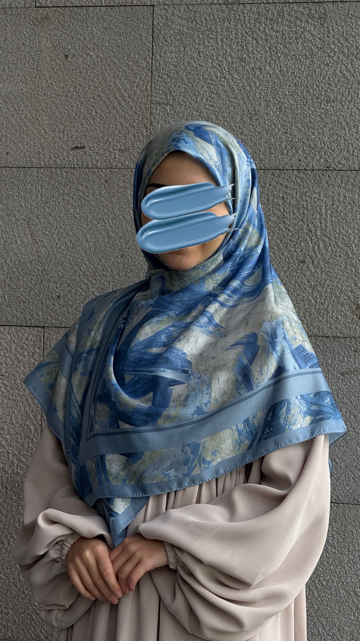 Pamuklu Soft Fırça Desen Eşarp-Turkuaz