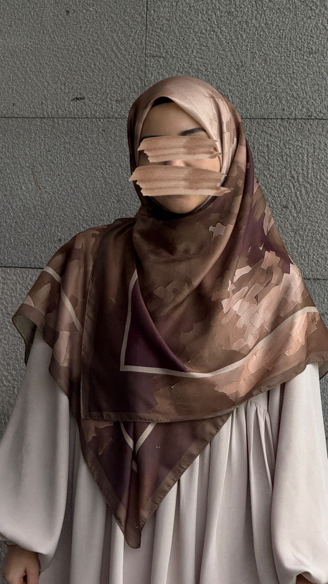 Pamuklu Soft Luna Desen Eşarp-Kahve/Mürdüm