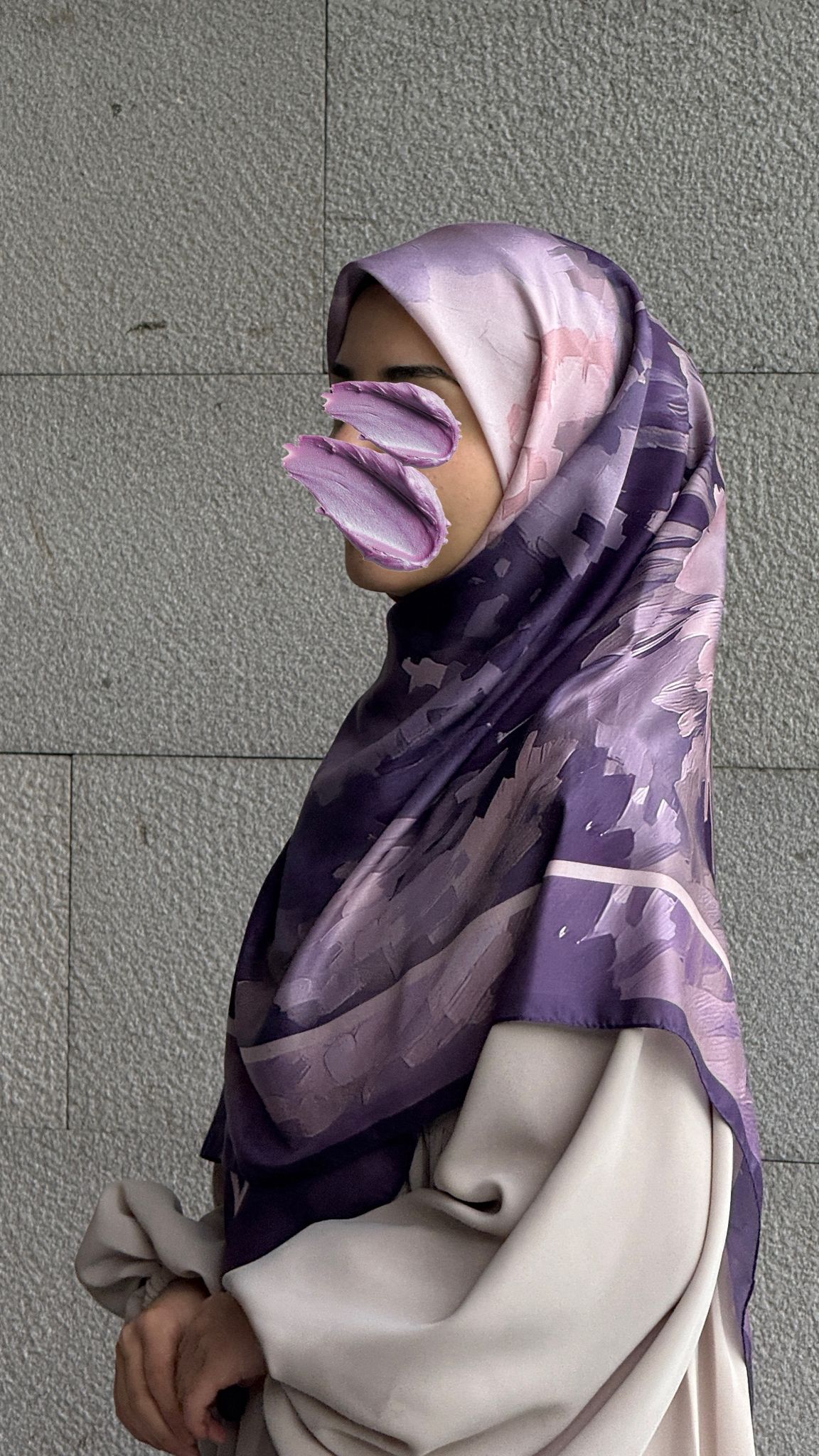 Pamuklu Soft Luna Desen Eşarp-Lila