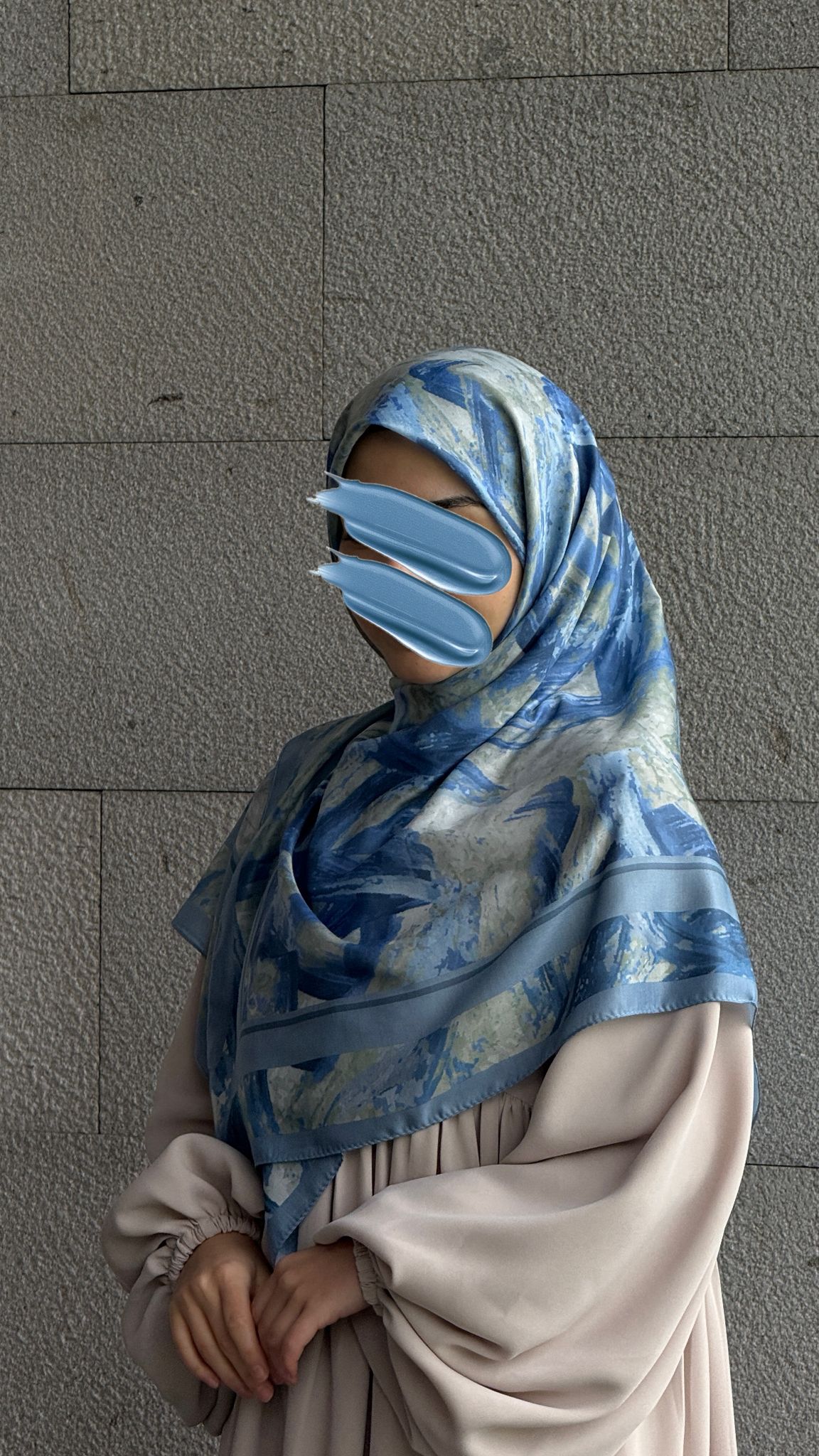 Pamuklu Soft Fırça Desen Eşarp-Turkuaz