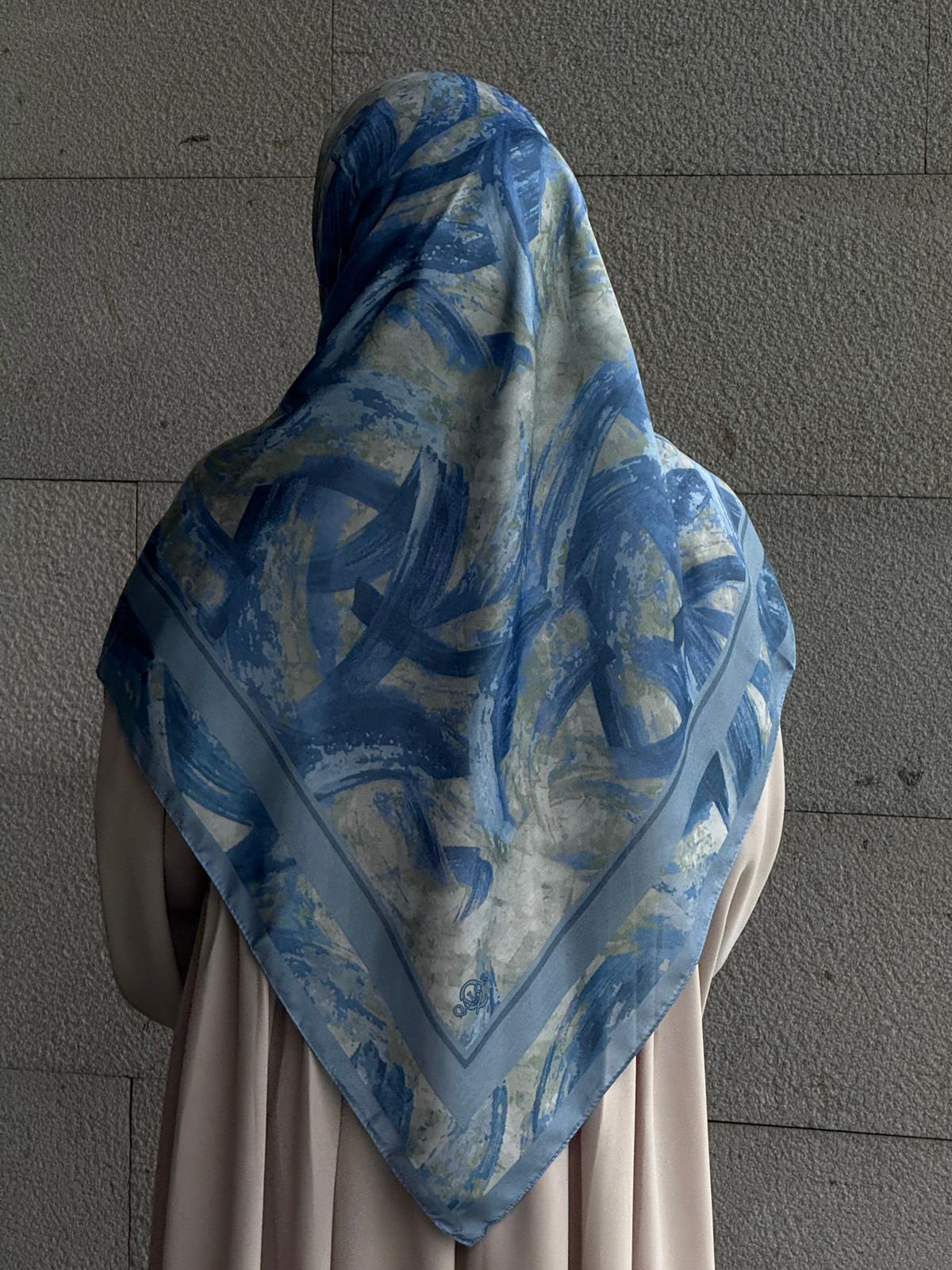 Pamuklu Soft Fırça Desen Eşarp-Turkuaz