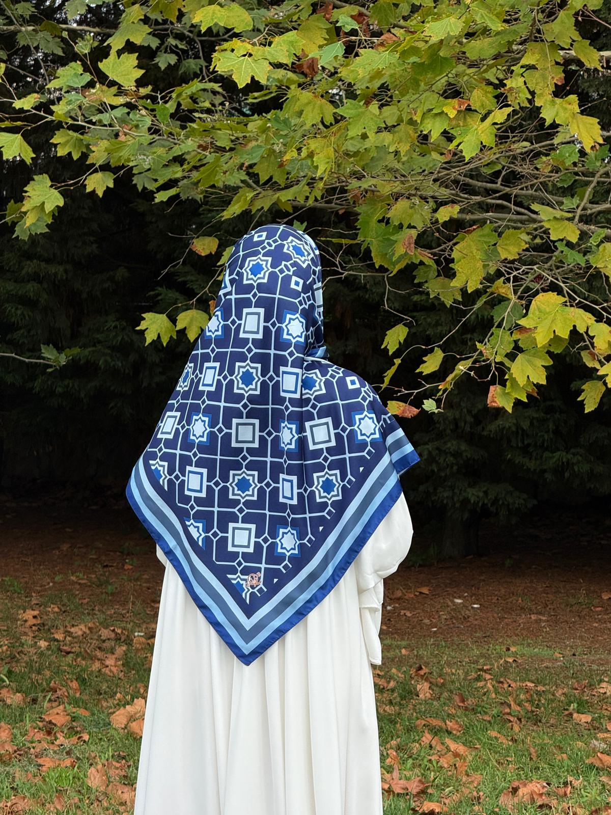 İpeksi Twil Monogram Eşarp-Lacivert