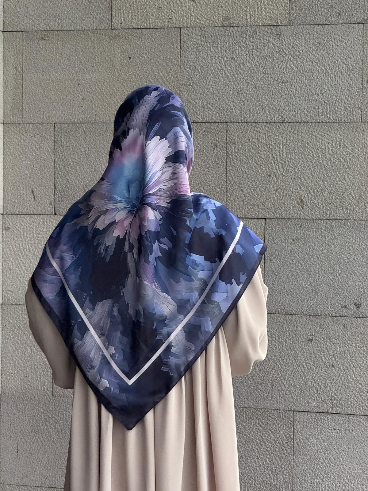 Pamuklu Soft Luna Desen Eşarp-Morcivert