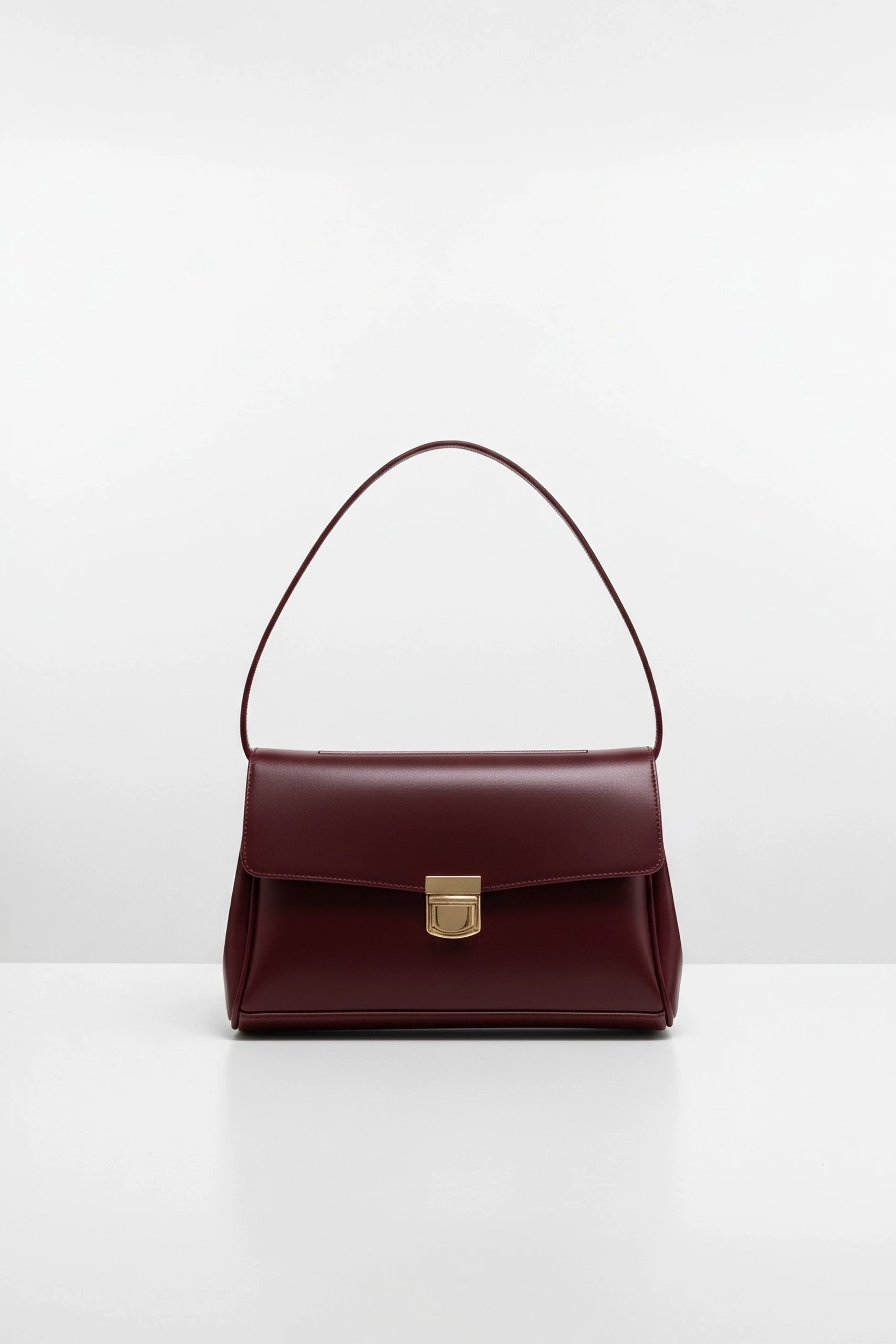 Kilit Detaylı Baget Çanta - Bordo