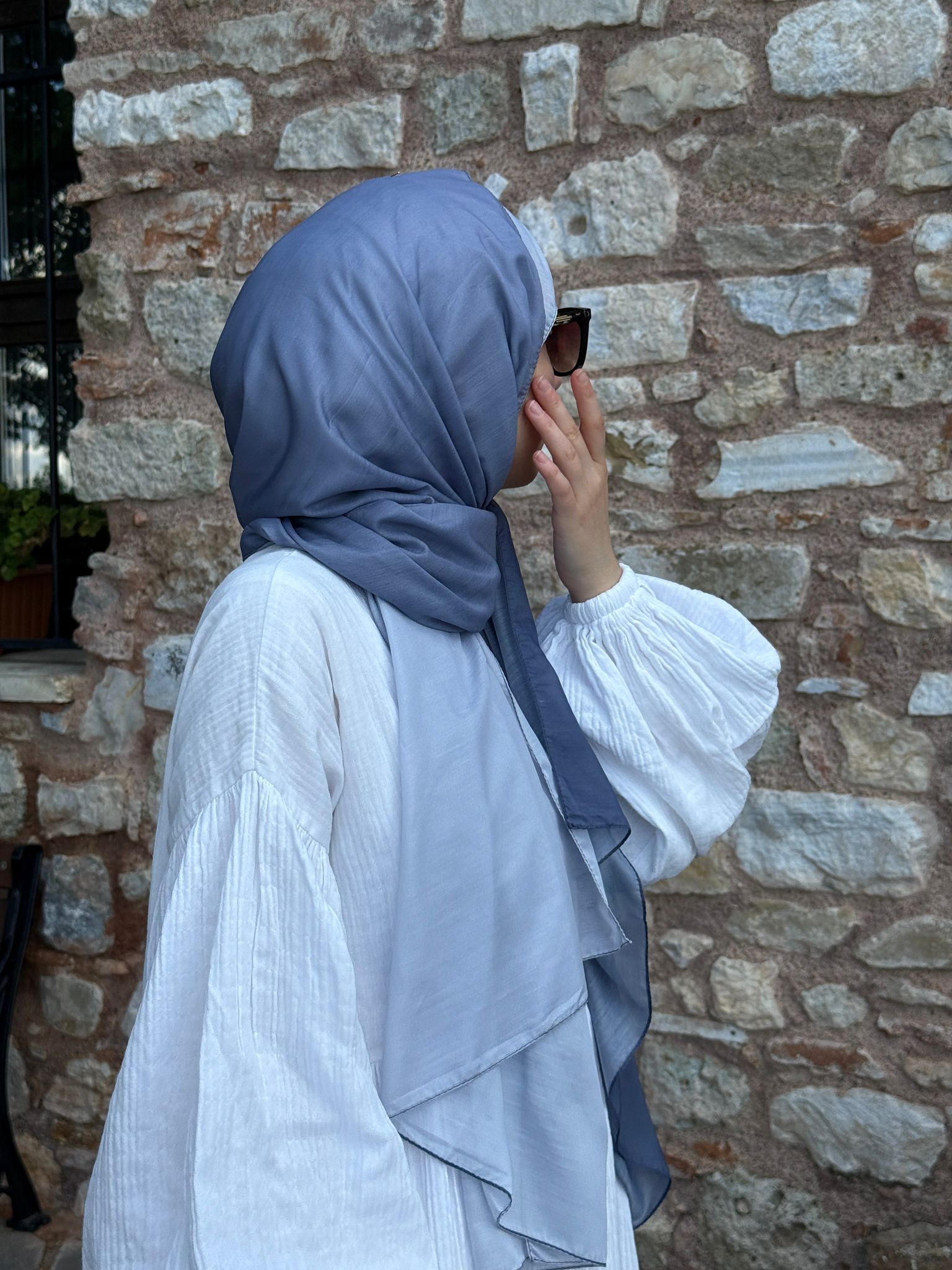 Pamuklu Dubai Degrade Şal-Gri