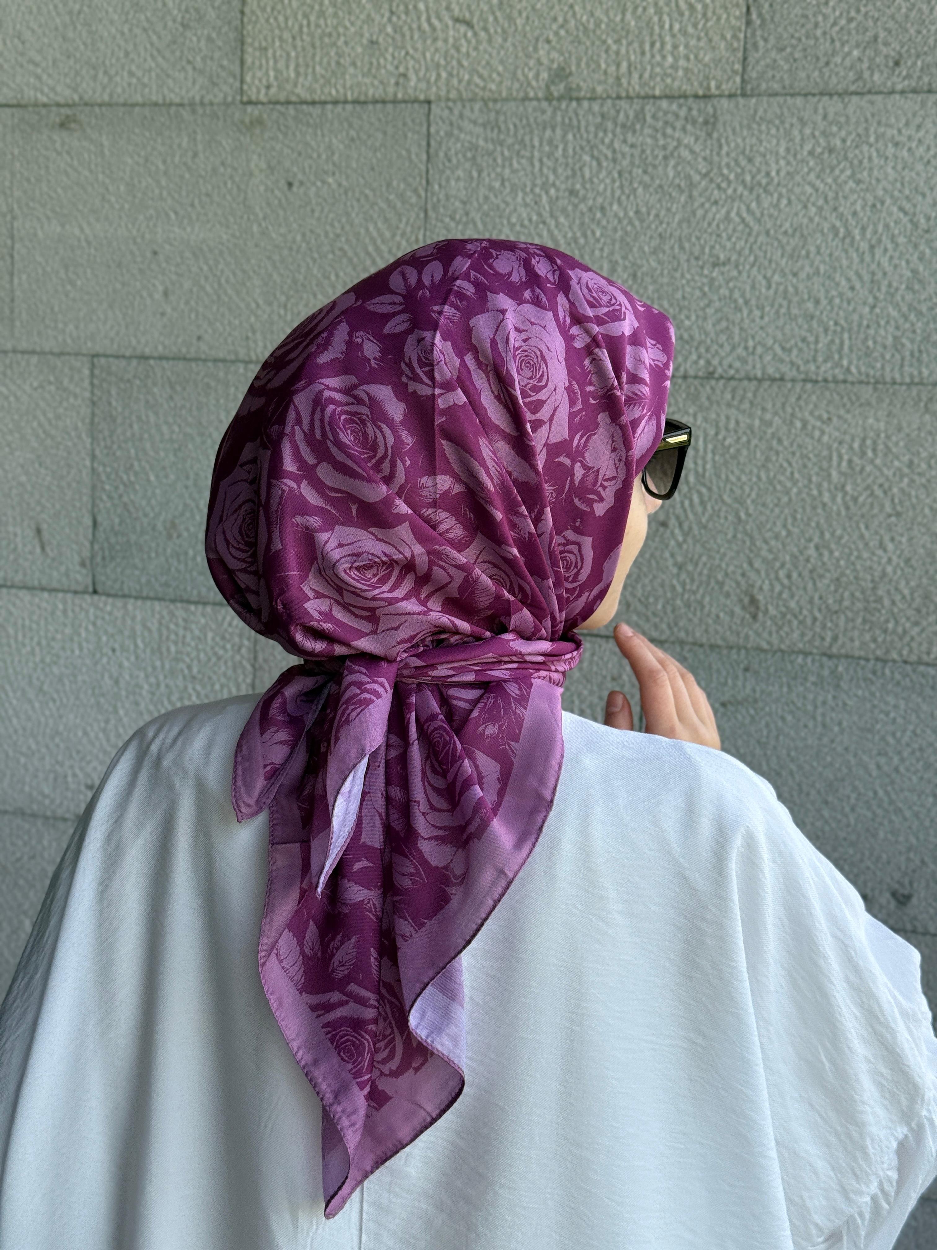Pamuklu Soft Roza Desen Eşarp-Lilyum Pembe