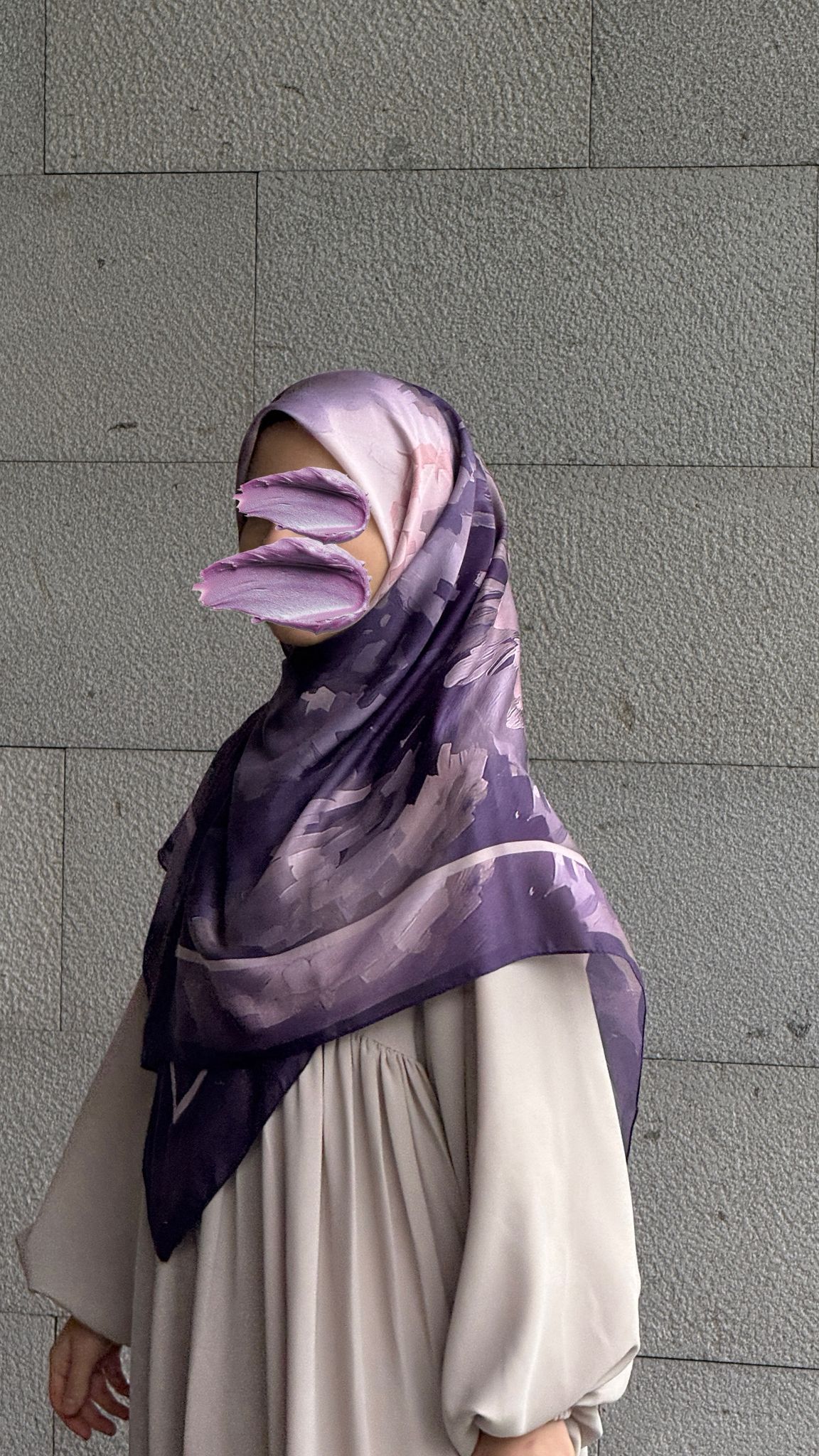 Pamuklu Soft Luna Desen Eşarp-Lila