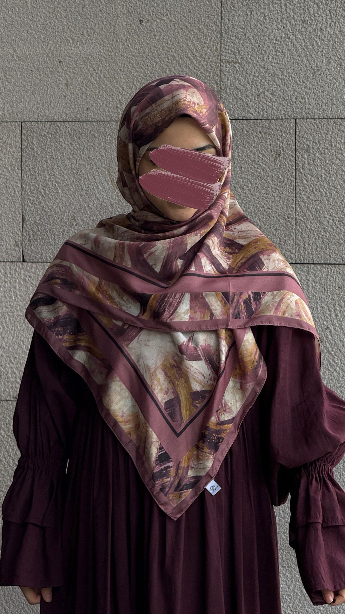 Pamuklu Soft Fırça Desen Eşarp-Gül Kurusu