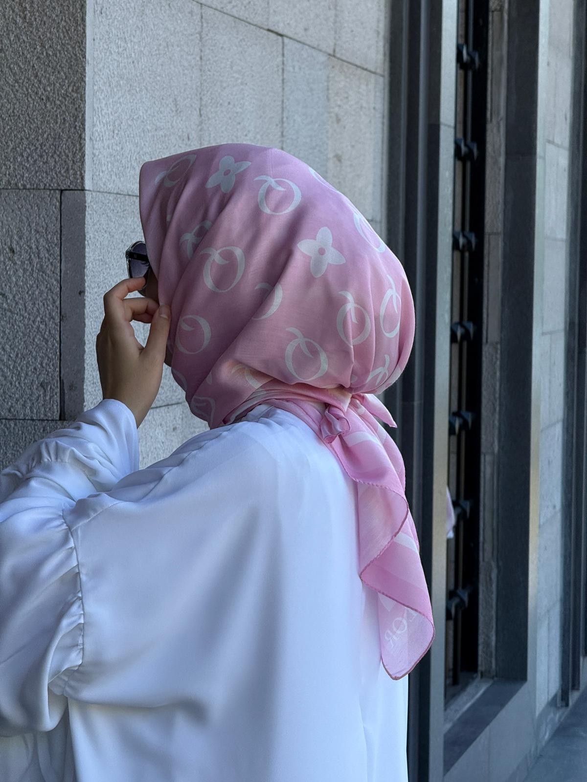 Pamuklu Soft Q Desen Eşarp-Şeker Pembe