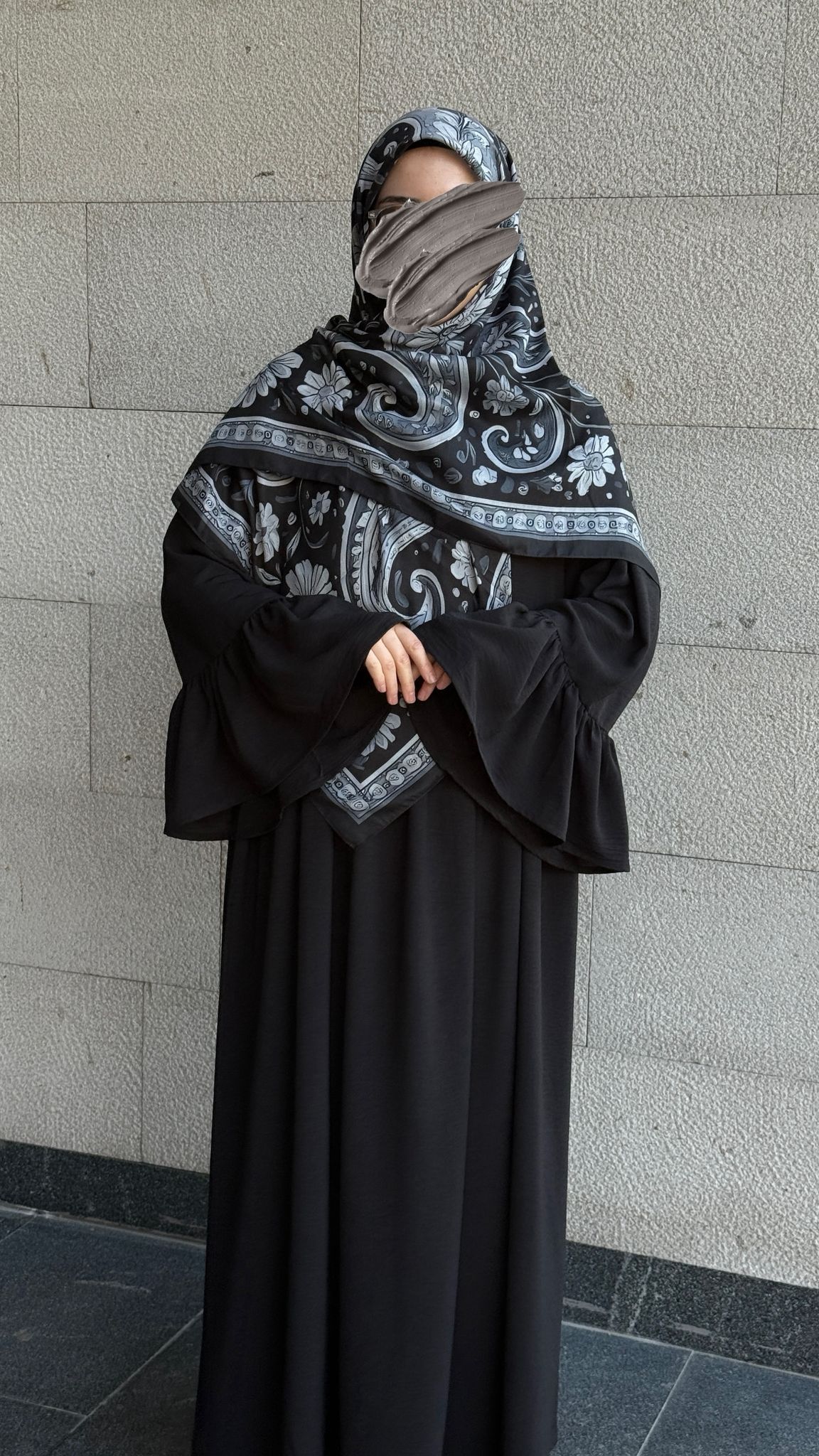 Airobin Geniş Kol Elbise-Siyah