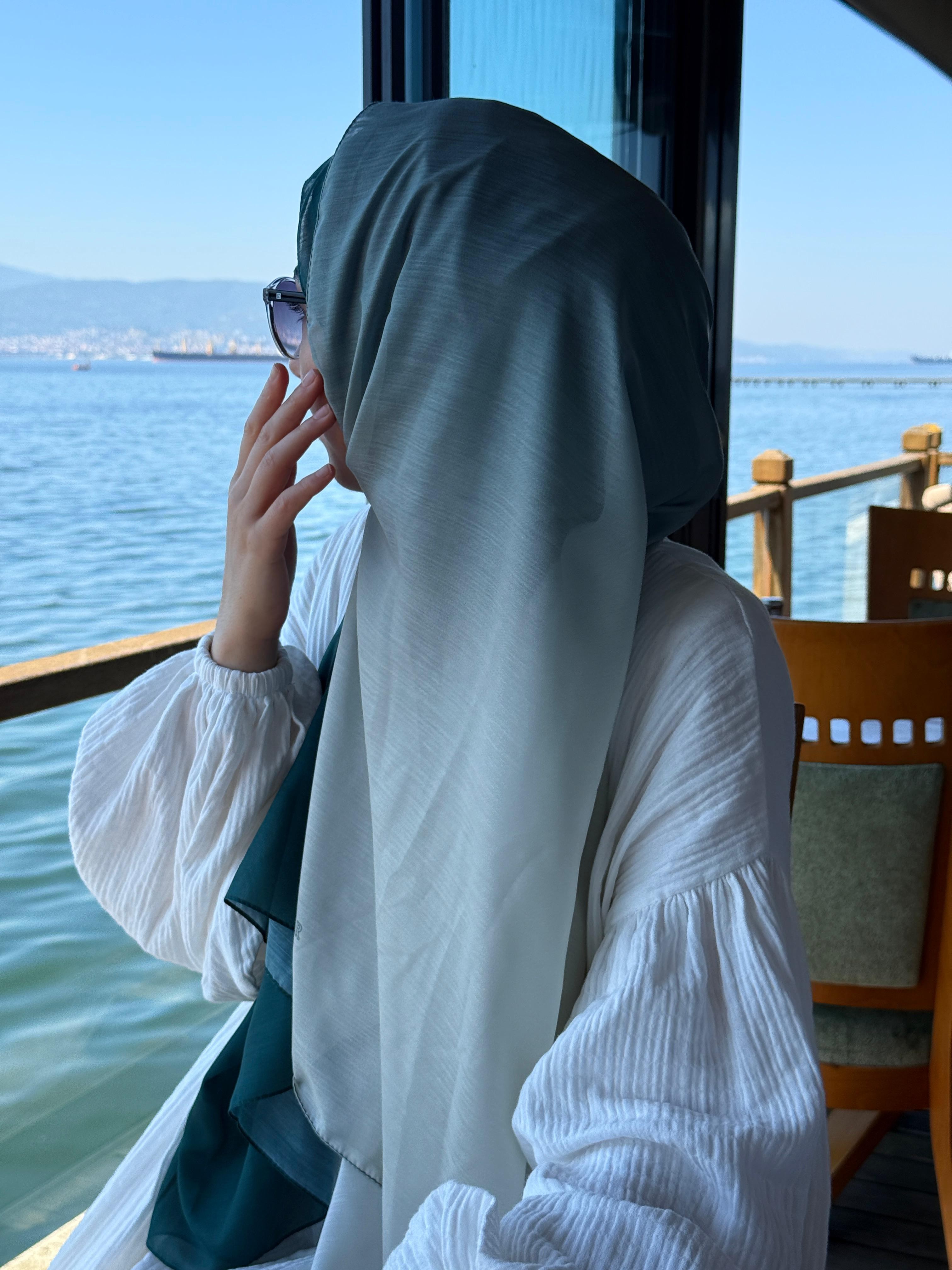 Pamuklu Dubai Degrade Şal-ZÜmrüt