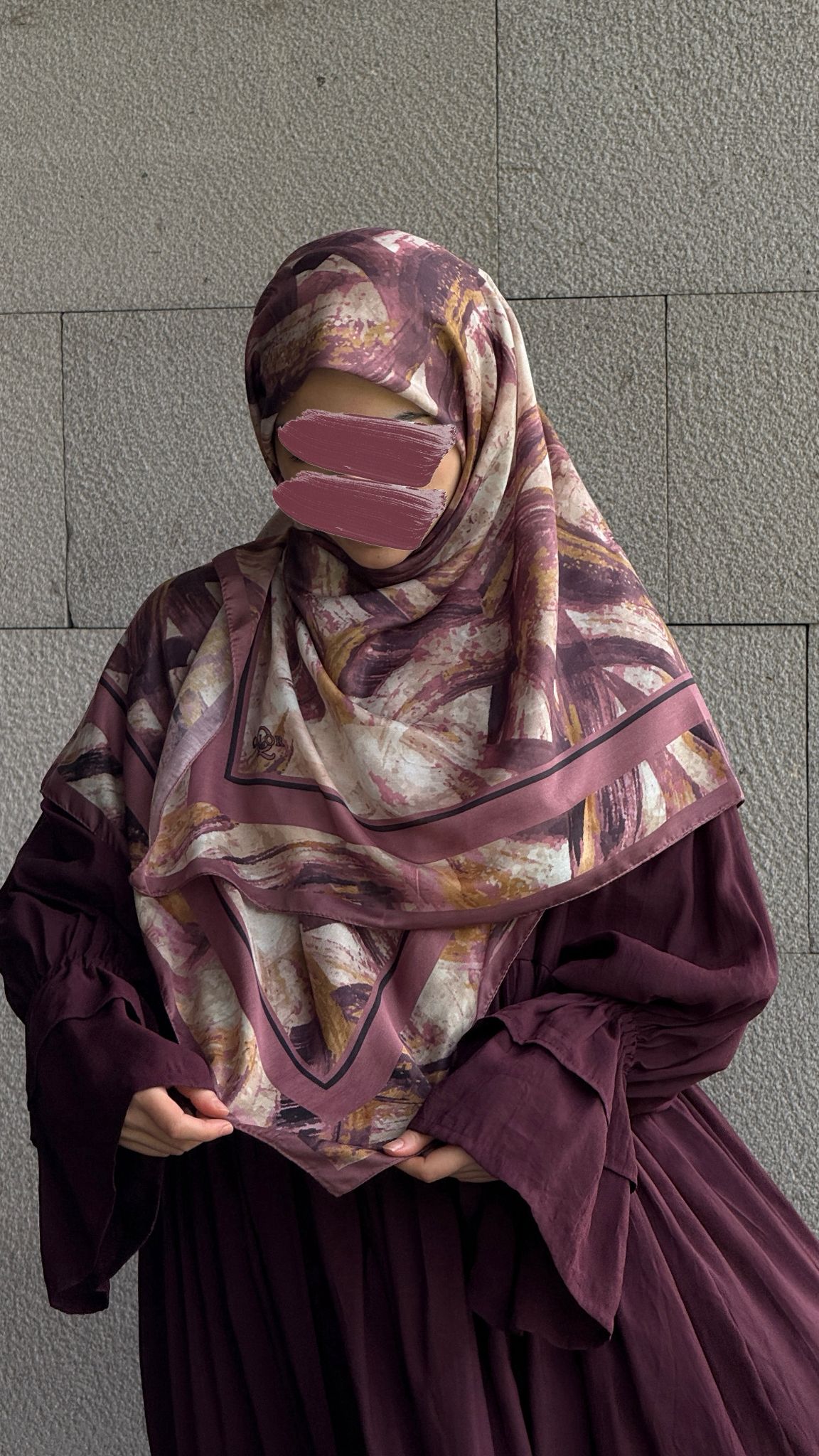 Pamuklu Soft Fırça Desen Eşarp-Gül Kurusu