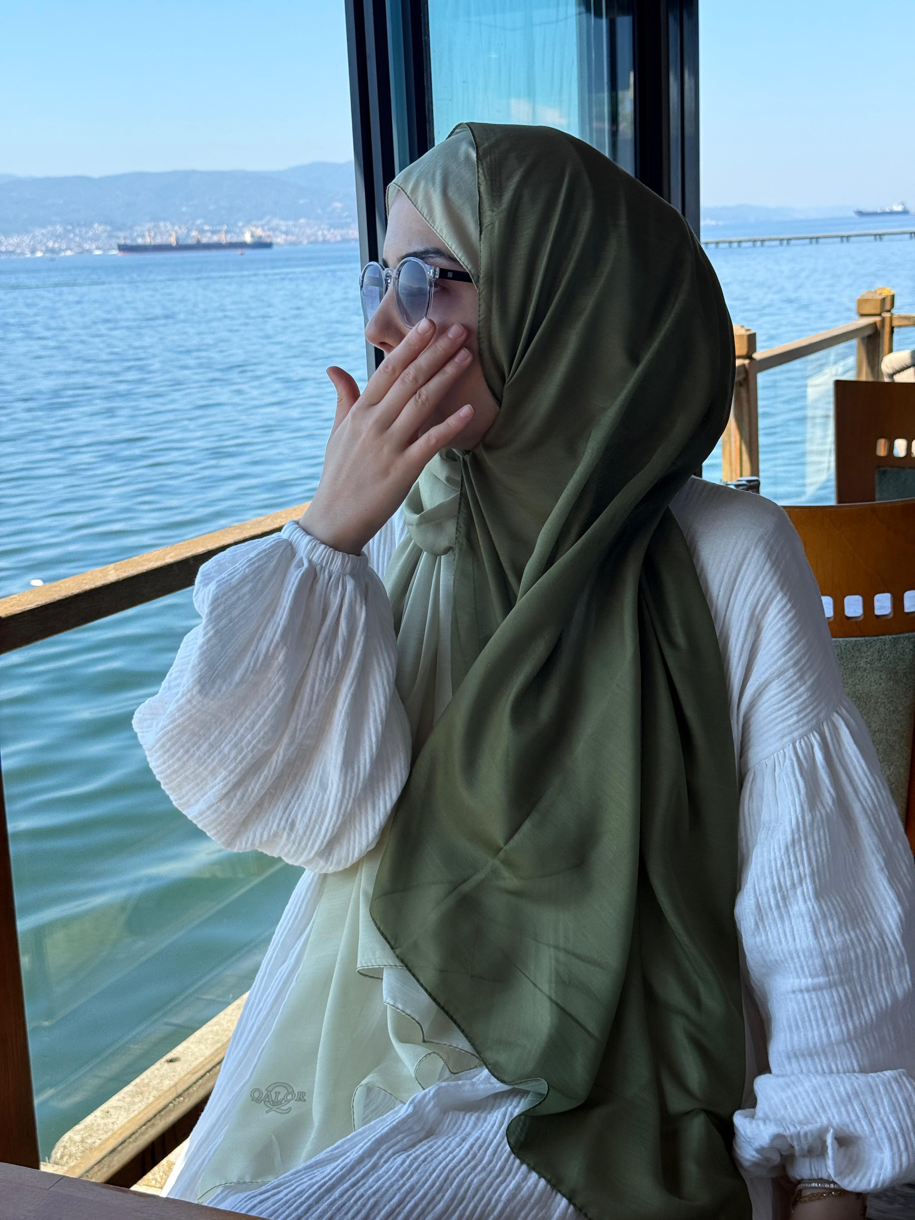 Pamuklu Dubai Degrade Şal-Haki