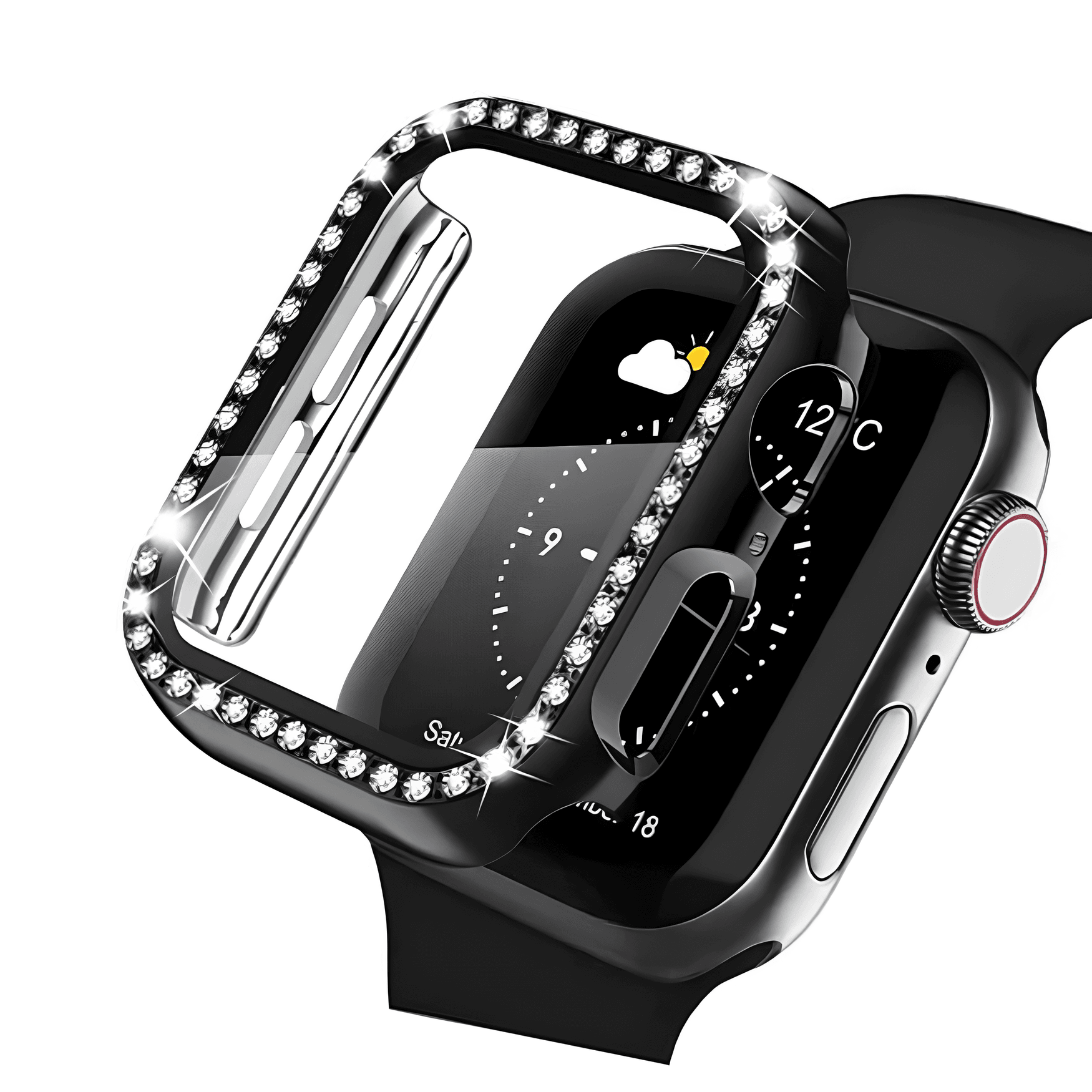 Diamond Serisi (Kasa ve Ekran) Apple Watch Koruyucu - Siyah