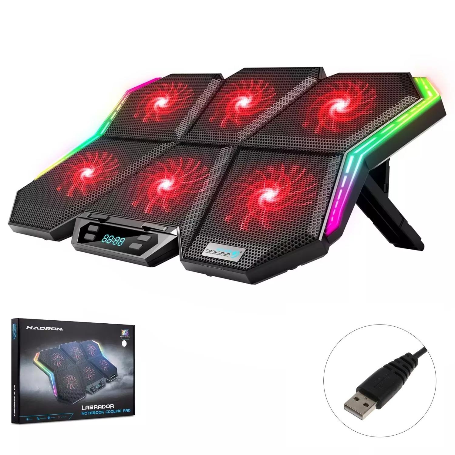 NOTEBOOK SOĞUTUCU 6 FANLI RGB LEDLİ HADRON LABRADOR