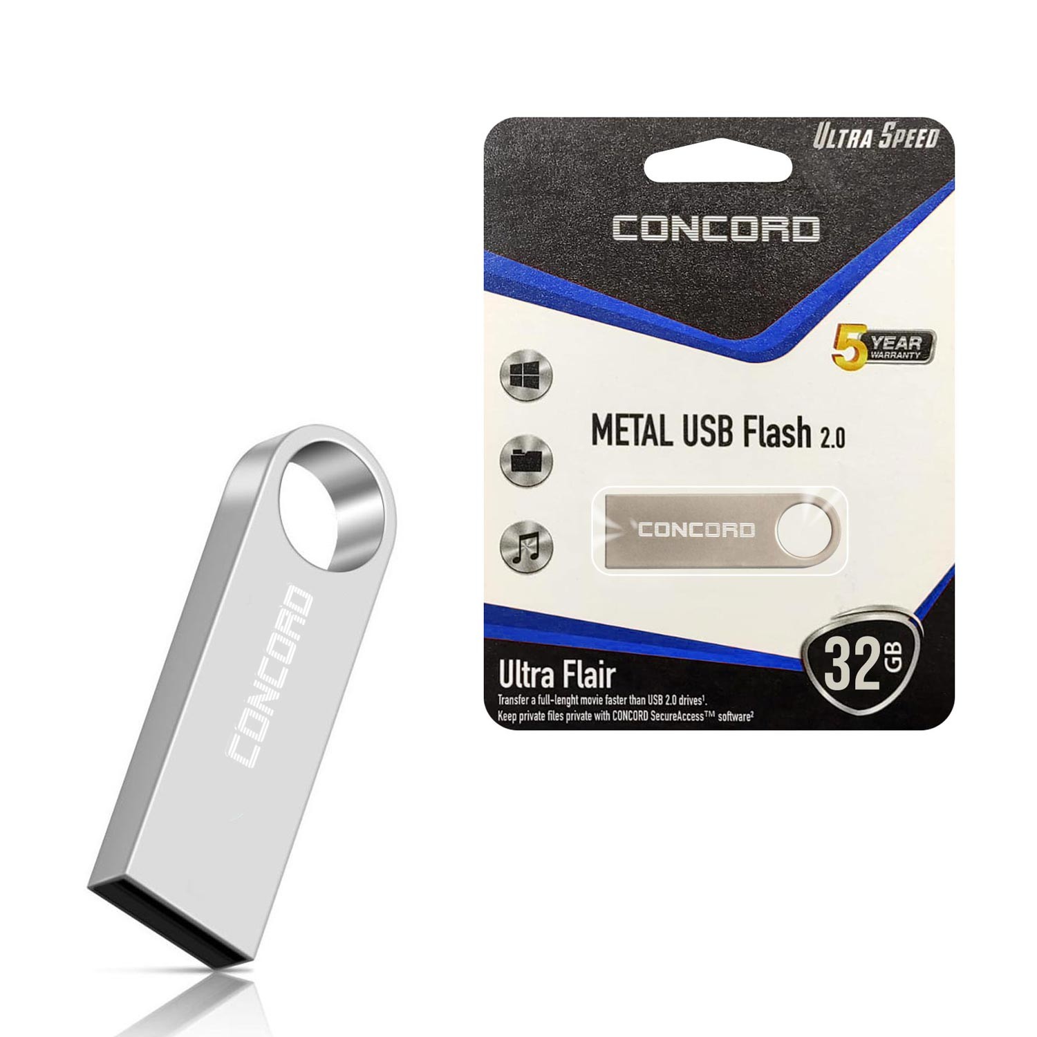 USB FLASH BELLEK 32GB METAL ULTRA FLAIR CONCORD C-U32