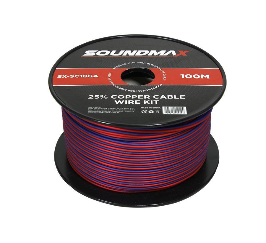 SOUNDMAX SX-SC18GA Hoparlör Kablosu Silikon 18ga 100 Metre