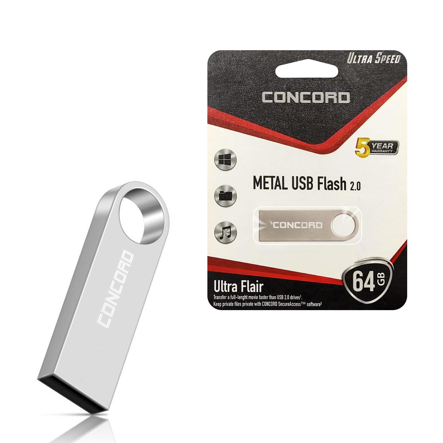 USB FLASH BELLEK 64GB METAL ULTRA FLAIR CONCORD C-U64