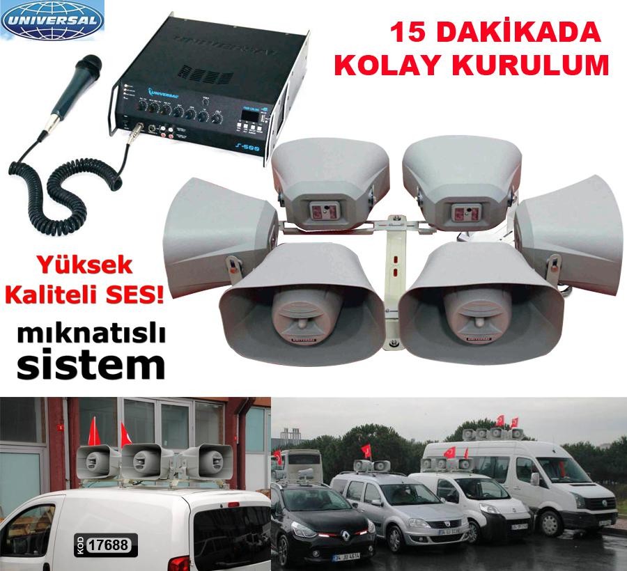 SEÇİM AMFİ SETİ ALTILI MIKNATISLI 6 HORN HOPARLÖR 20CM 500 WATT AMFİ 12V AS-200