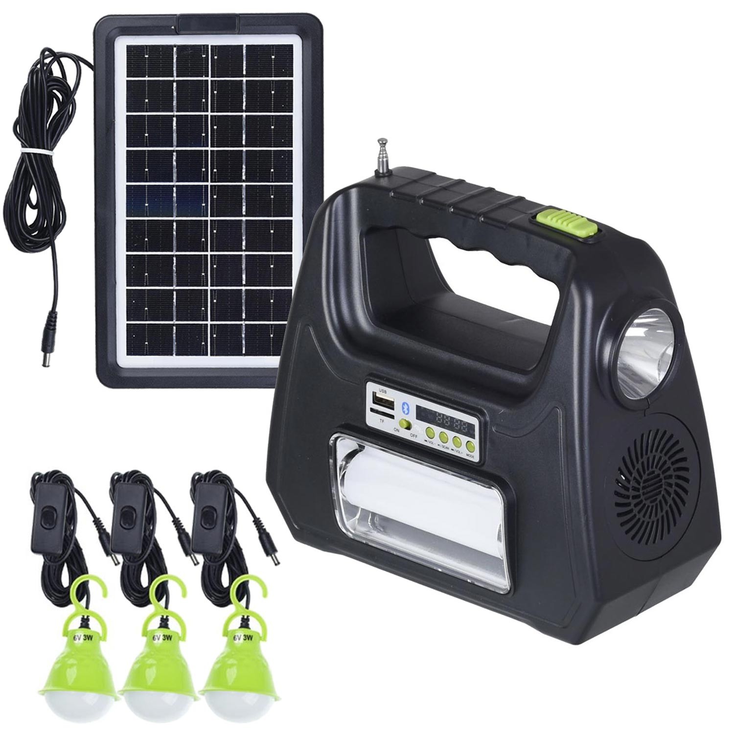 SOLAR KAMP LAMBASI ACIL DURUM ISIGI SARJLI BT/USB/SD/FM DAT DT-9015B