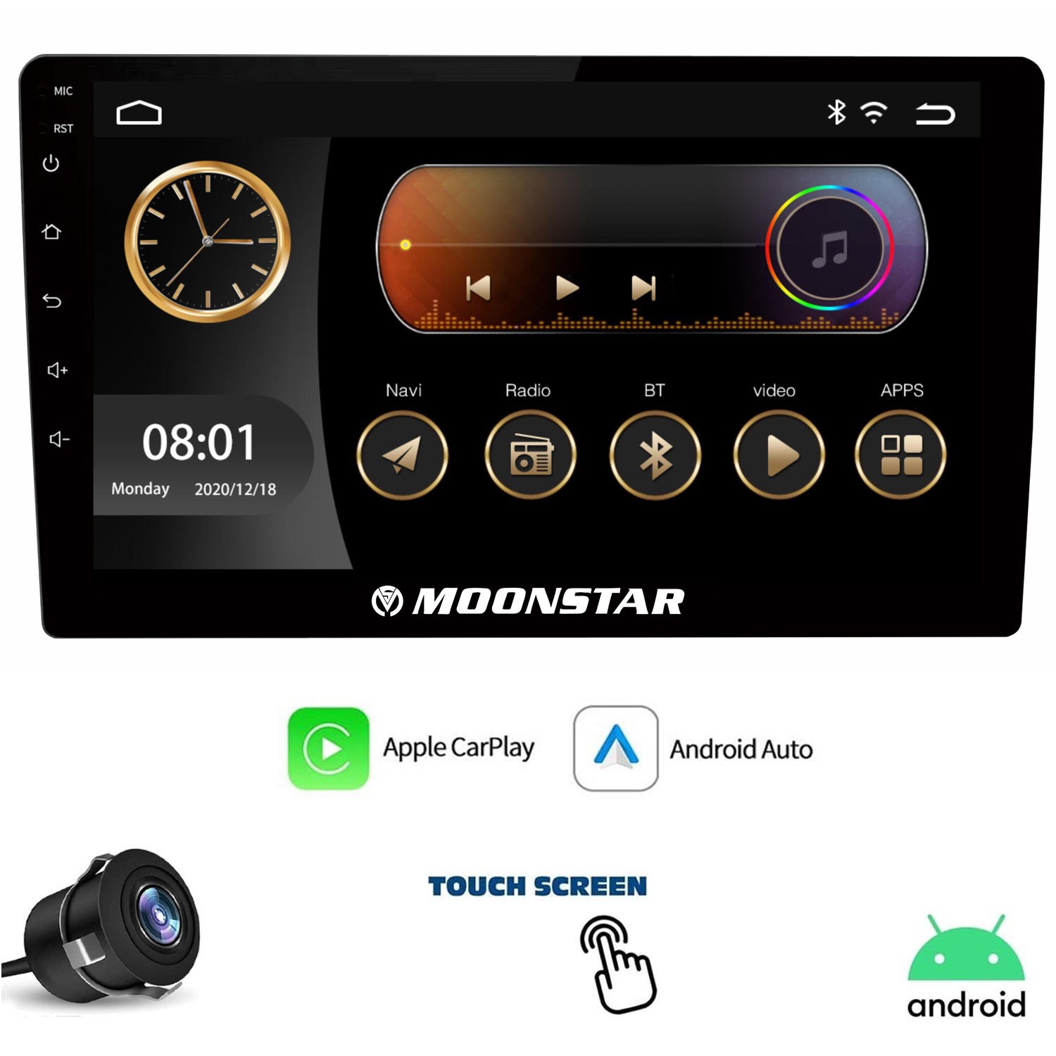 TABLET MULTIMEDYA ANDROID 9" 2+32GB CARPLAY UNIVERSAL MOONSTAR MN-9032