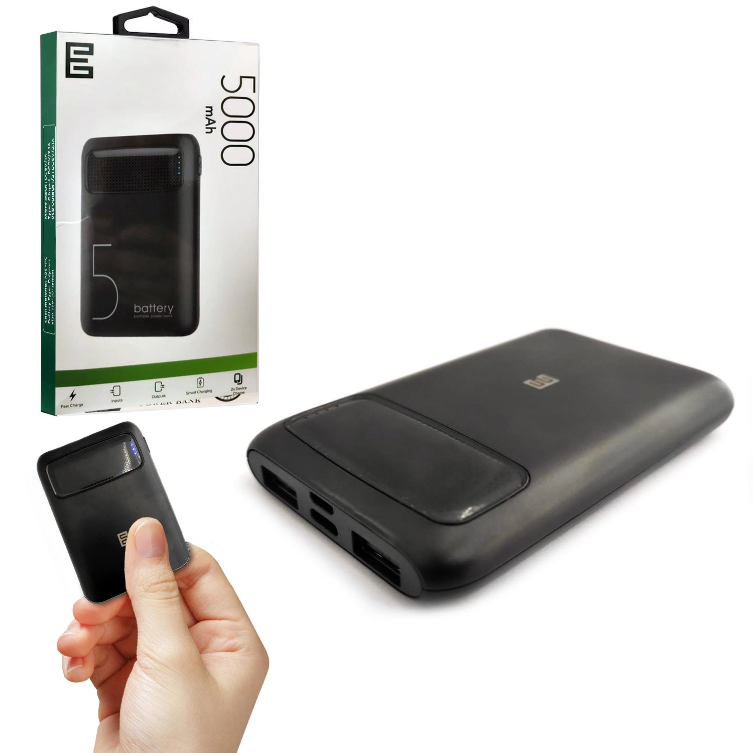 POWERBANK MİNİ 5000 MAH 2XUSB MICRO TYPE-C GİRİŞLİ ESCOM P-25