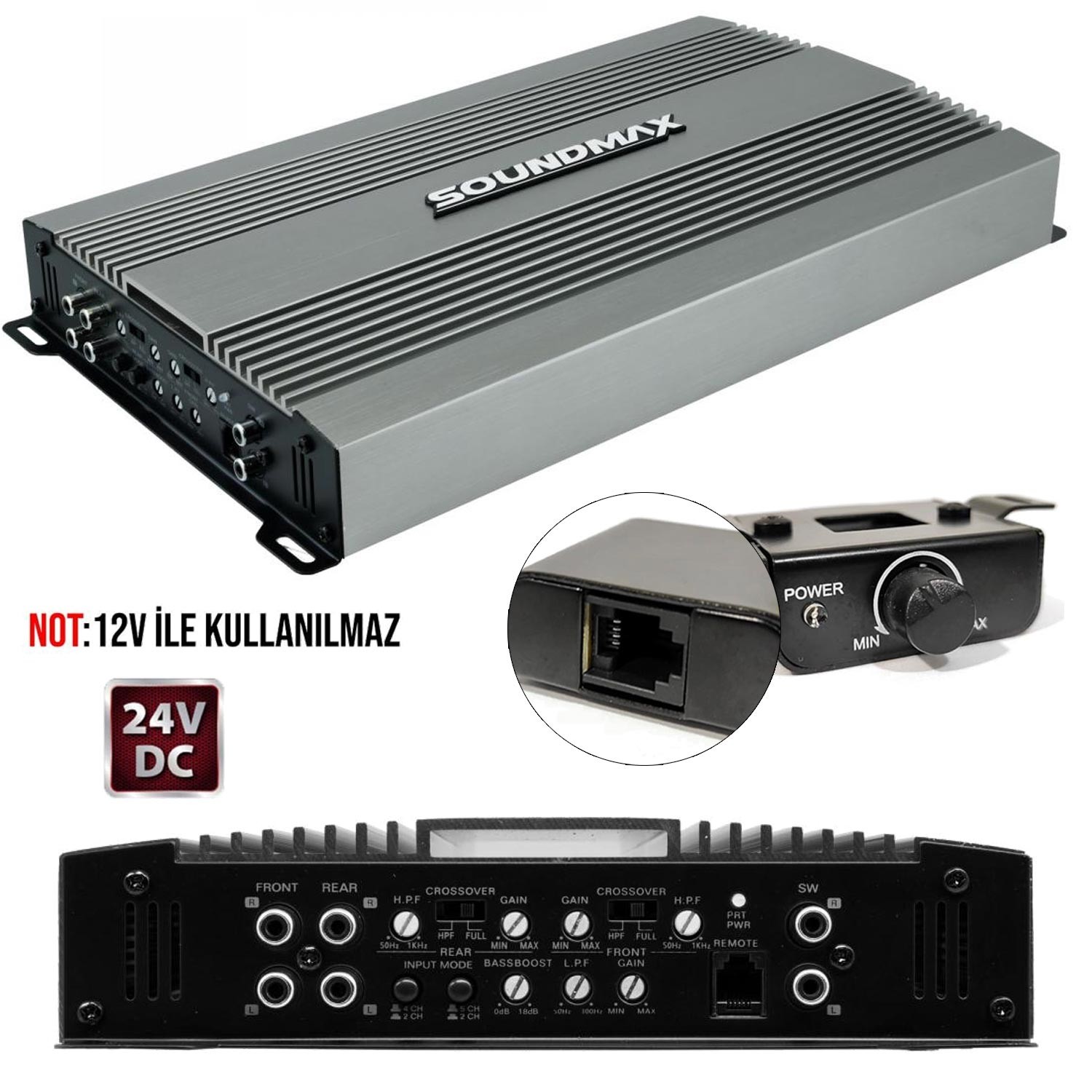 OTO AMFİ 5500W 5 KANAL 24V BASS KONTROL SOUNDMAX SX-5024.5