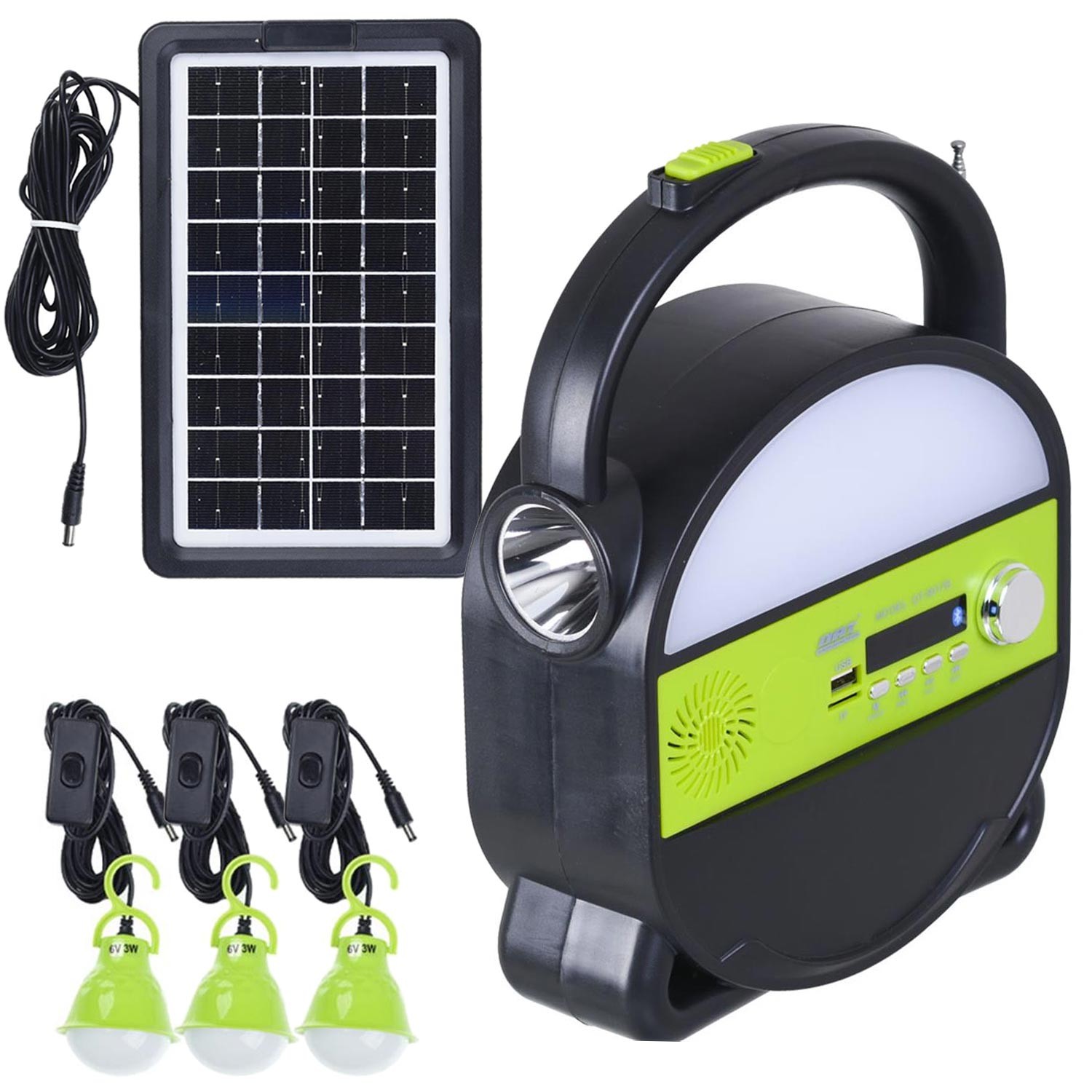 SOLAR KAMP LAMBASI ACIL DURUM ISIGI SARJLI BT/USB/SD/FM DAT DT-9017B