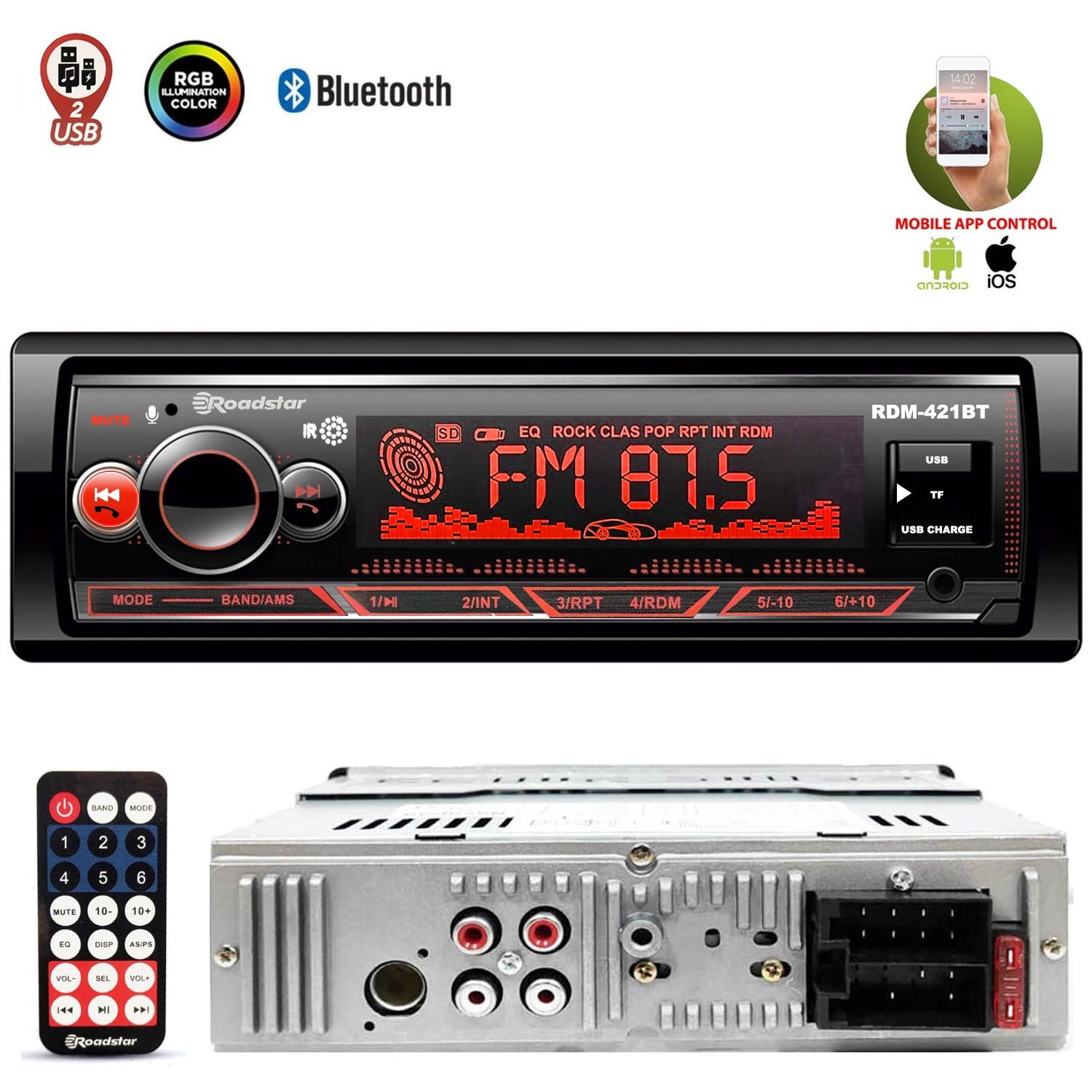 ROADSTAR RDM-421BT OTO TEYP 4X50 WATT BLUETOOTH MOBIL APLIKASYON