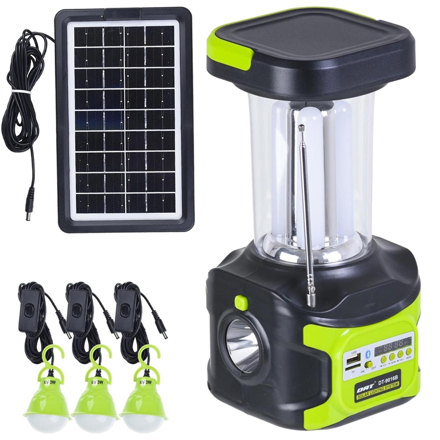 SOLAR KAMP LAMBASI ACIL DURUM ISIGI SARJLI BT/USB/SD/FM DAT DT-9016B