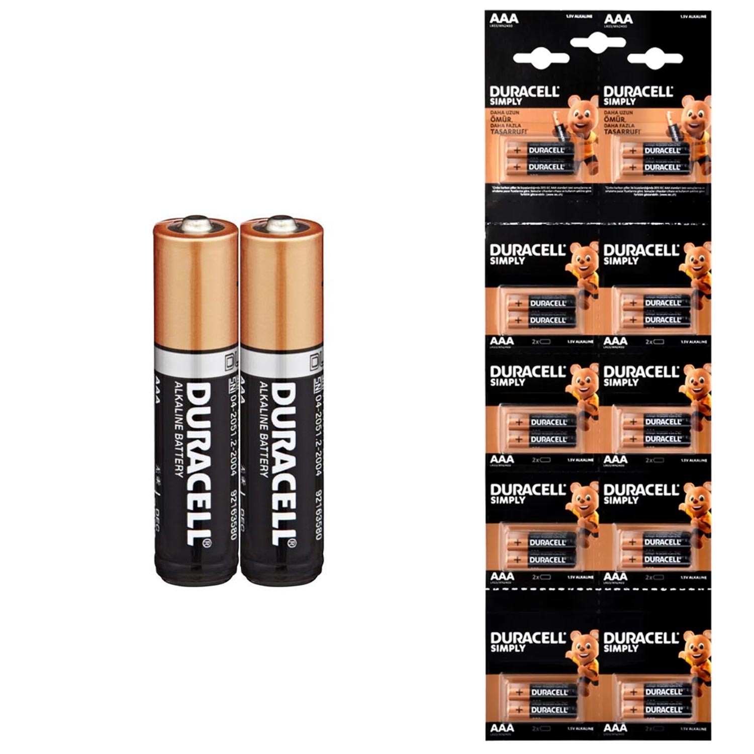 PIL AAA INCE KALEM ALKALIN 20'LI KARTELA YIRTMALI PAKET DURACELL SIMPLY