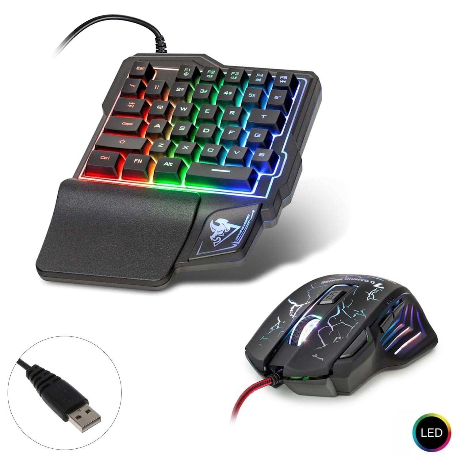 KABLOLU OYUNCU KLAVYE Q MOUSE SETİ TEK EL LEDLİ NOVATOR G-506