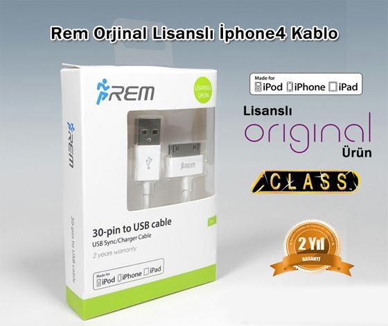 ŞARJ KABLO IPHONE APPLE 4 2A 1MT REM-30WH ORJİNAL