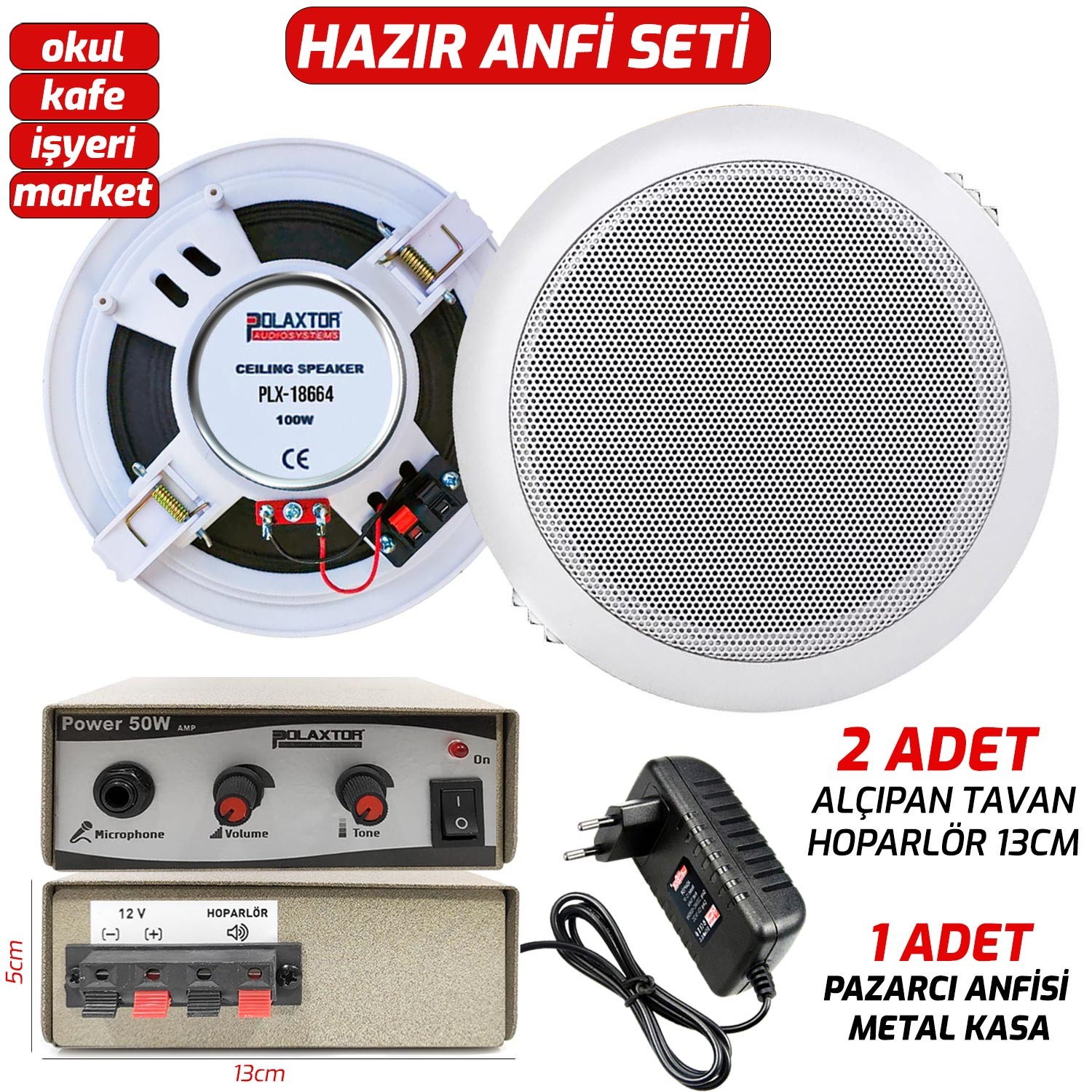 HAZIR AMFİ SETİ TAK KULLAN 2X ALÇIPAN 13CM - 1X AMFİ PLX-SET13