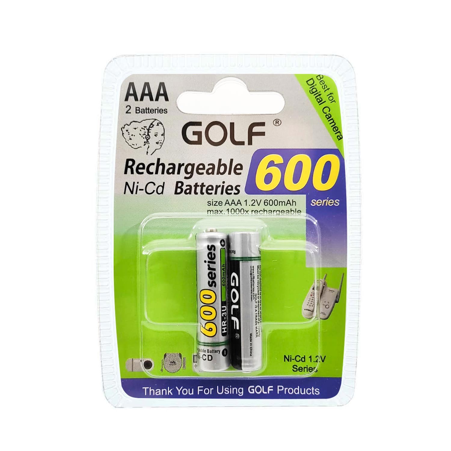 SARJLI PIL AAA INCE 600MAH 600 SERIES NI-CD (2 ADET) GOLF