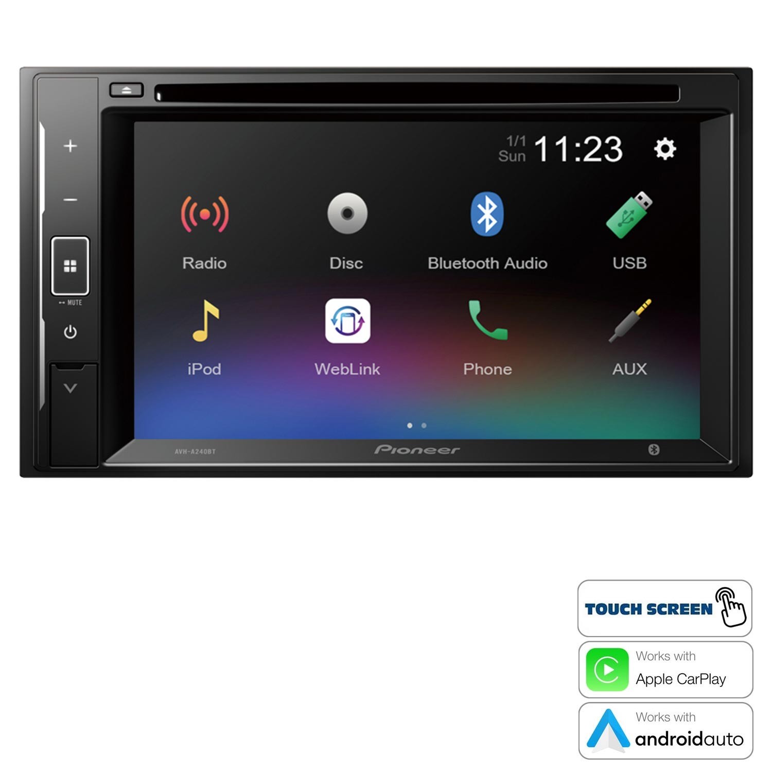 PIONEER AVH-A240BT Double Teyp 6.2 Inç 4x50 Watt Carplay