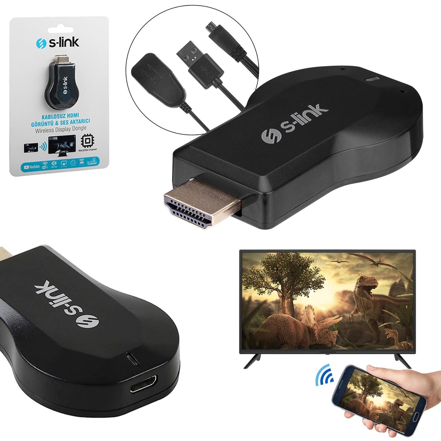 HDMI KABLOSUZ DONGLE TV GÖRÜNTÜ VE SES AKTARICI IOS ANDROID S-LİNK SL-WH25