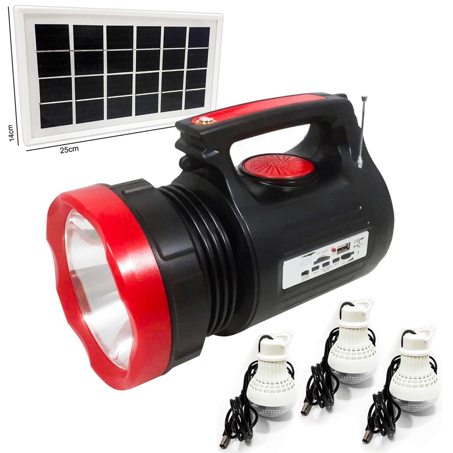 EL FENERI PROJEKTÖR SOLAR PANEL SARJLI 10W+22LED USB/SD/FM SILVER TOSS ST-1908