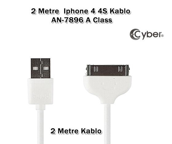 ŞARJ KABLO IPHONE APPLE 4 BEYAZ 2MT AN-7896